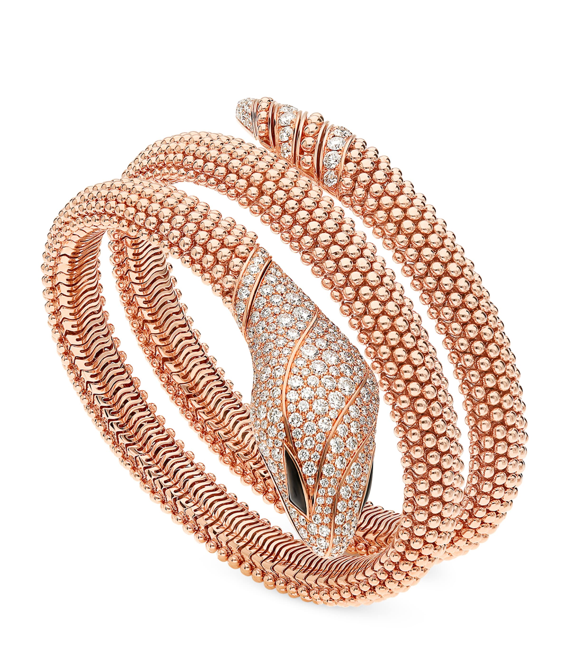 Rose Gold and Diamond Serpenti Pallini Cuff Bracelet