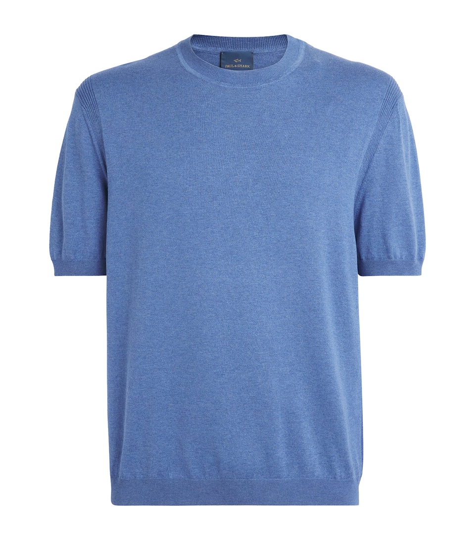Paul & Shark Mens Silk-Cotton T-Shirt Light Cadet Blue