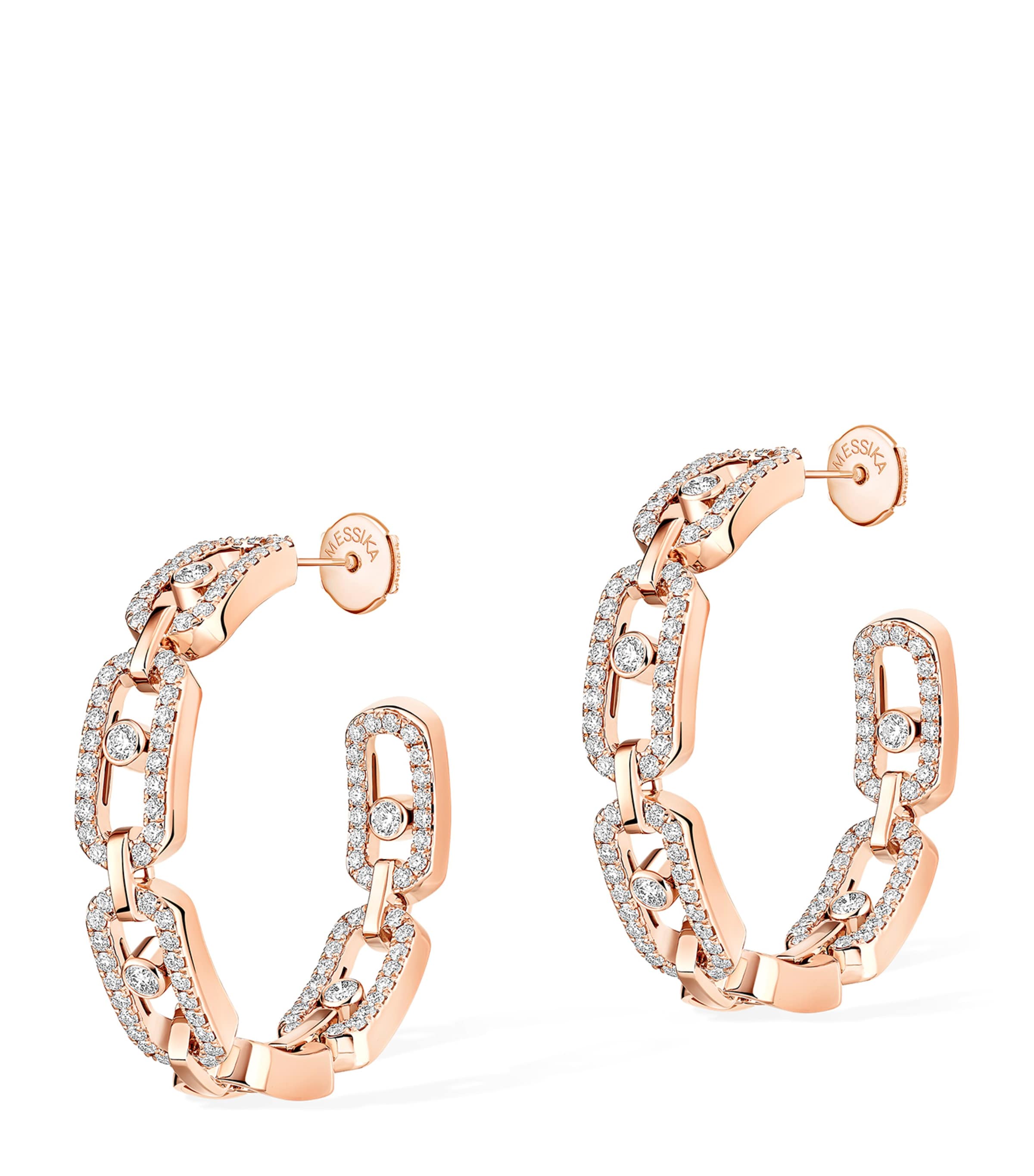 Messika Small Move Link Pink Gold and Diamond Hoop Earrings (0.86ct) Pink Gold