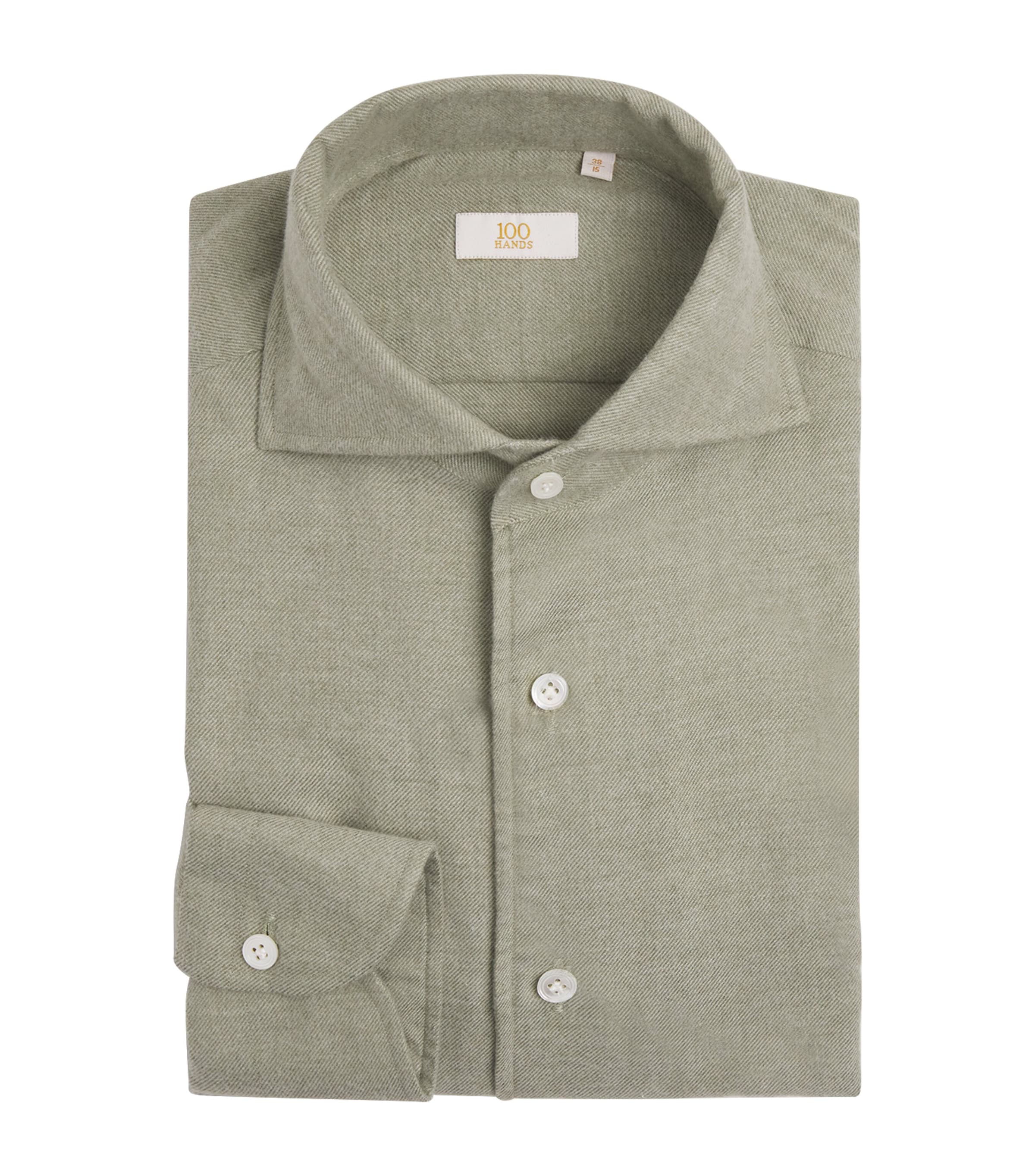 100HANDS Mens Cotton-Cashmere Shirt Green