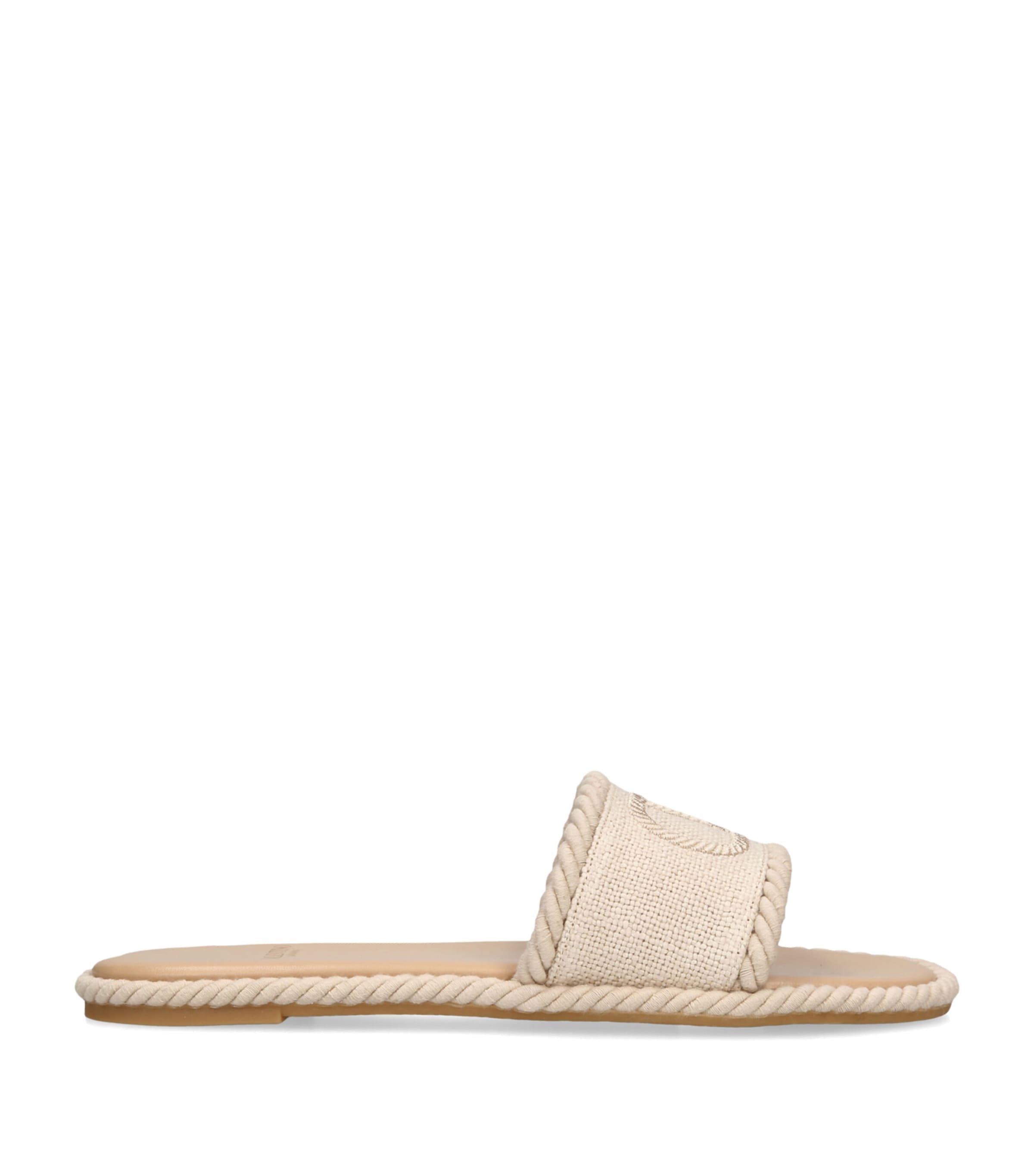 Valentino Garavani Canvas VLogo Espadrille Slides Cream