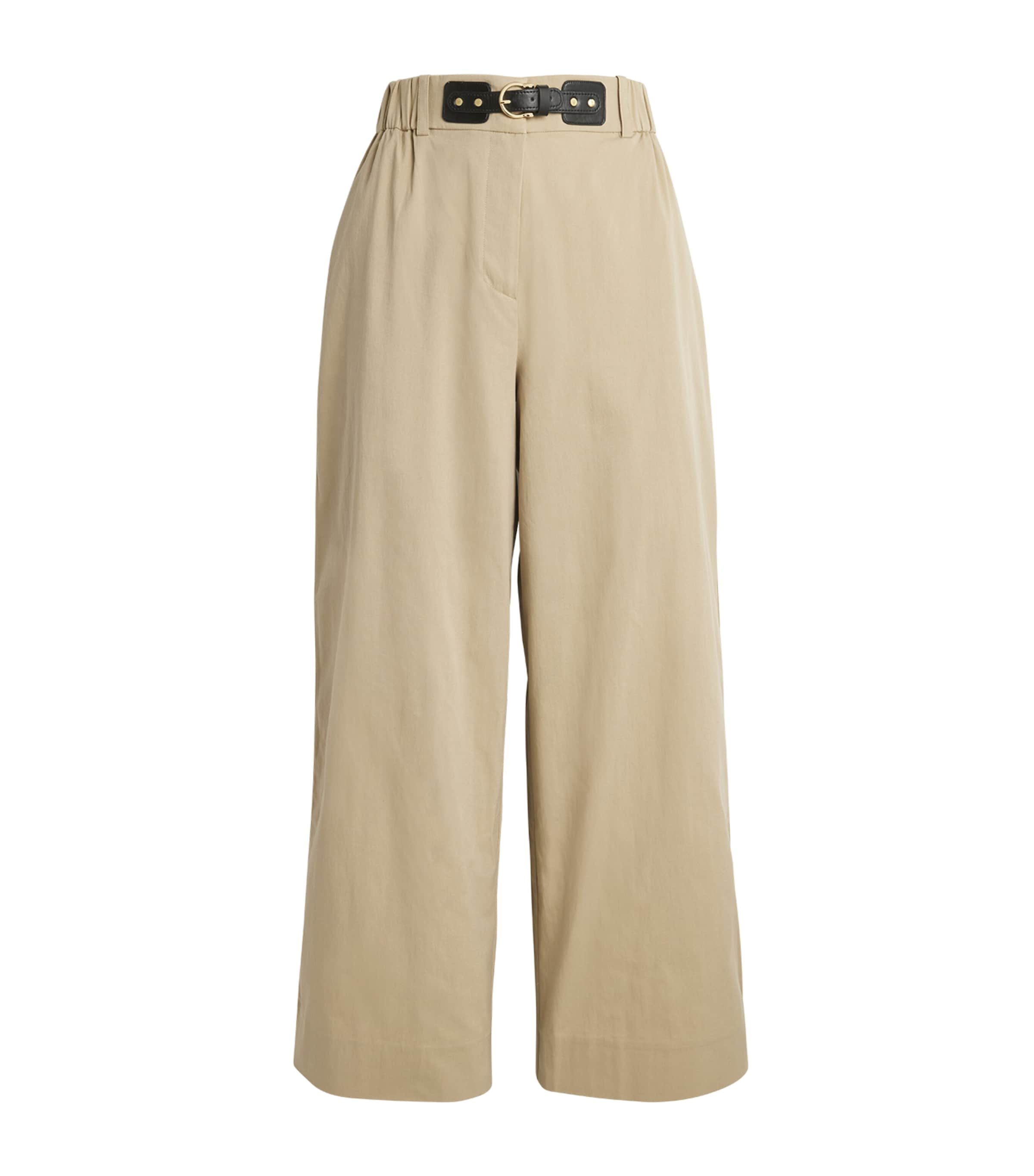 Cotton Gabardine Wide-Leg Trousers