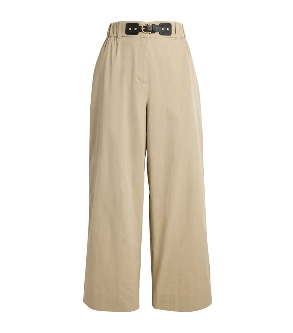 Cotton Gabardine Wide-Leg Trousers