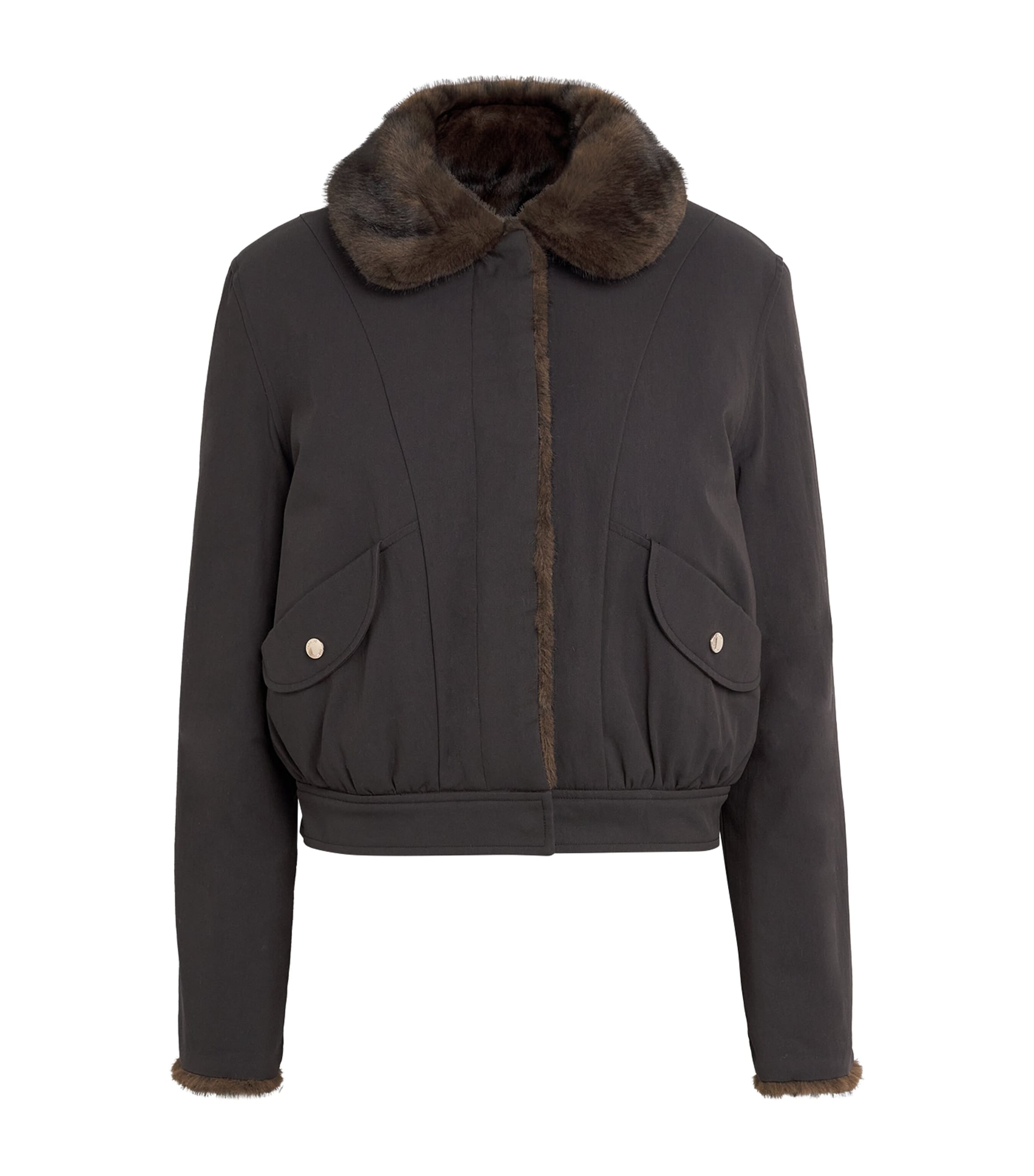Claudie Pierlot Womens Faux Shearling Reversible Parka Brown
