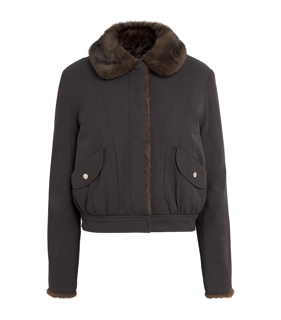 Claudie Pierlot Womens Faux Shearling Reversible Parka Brown