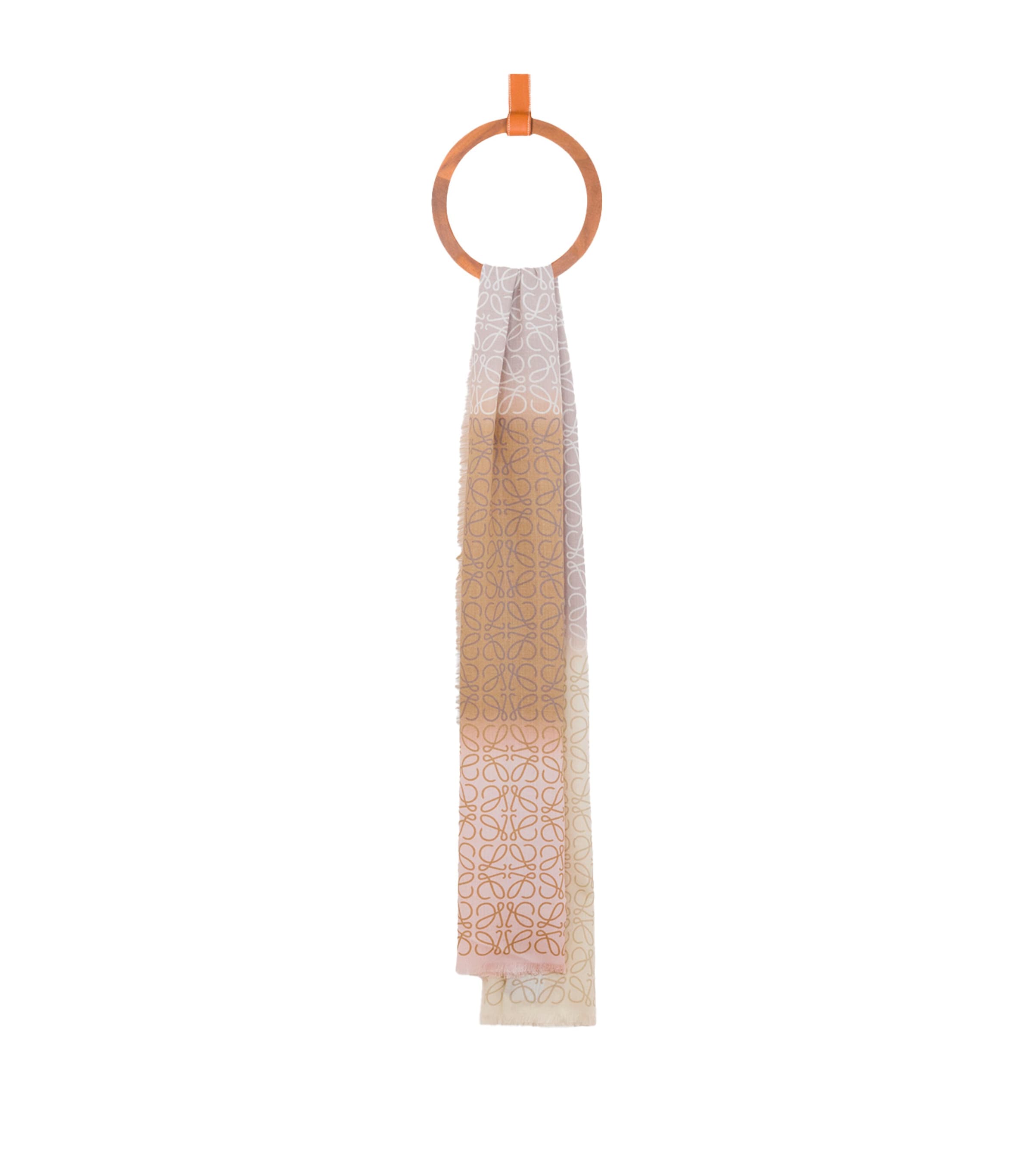 LOEWE Wool-Silk-Cashmere Anagram Scarf Light Pink/beige