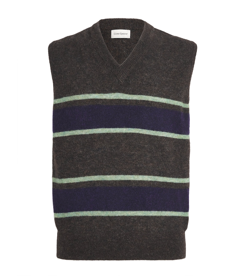 Oliver Spencer Mens Stripe Graves Sweater Vest