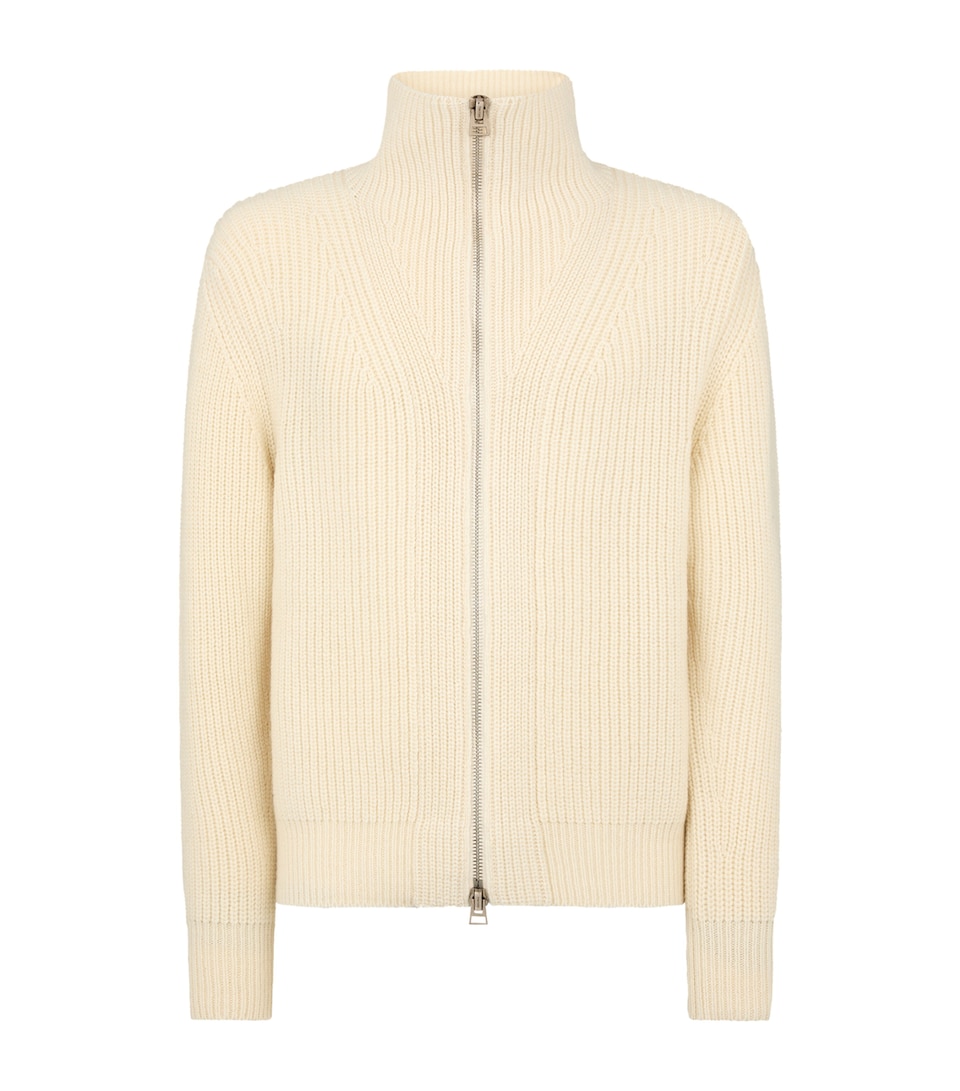 Wool-Mohair Zip-Up Sweater