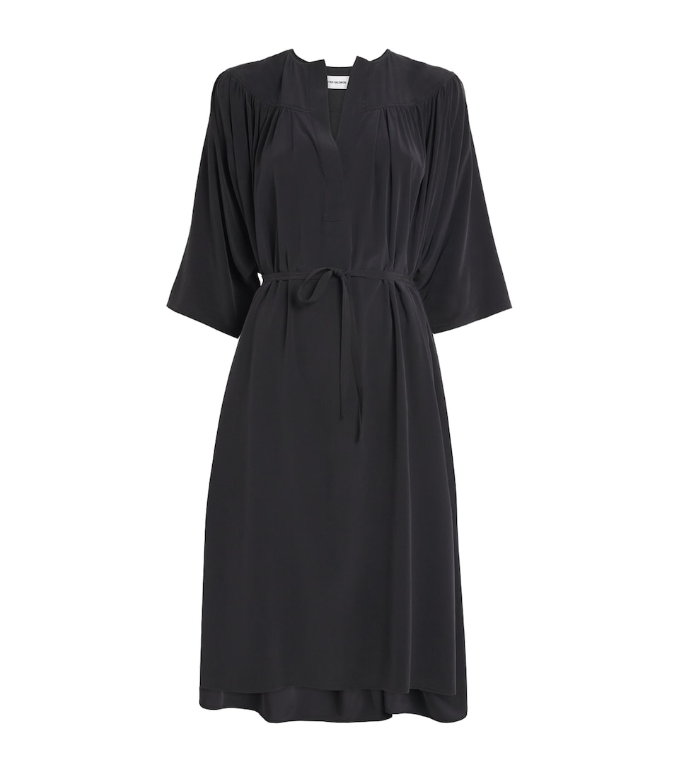 Yves Salomon Womens Silk Crepe Midi Dress