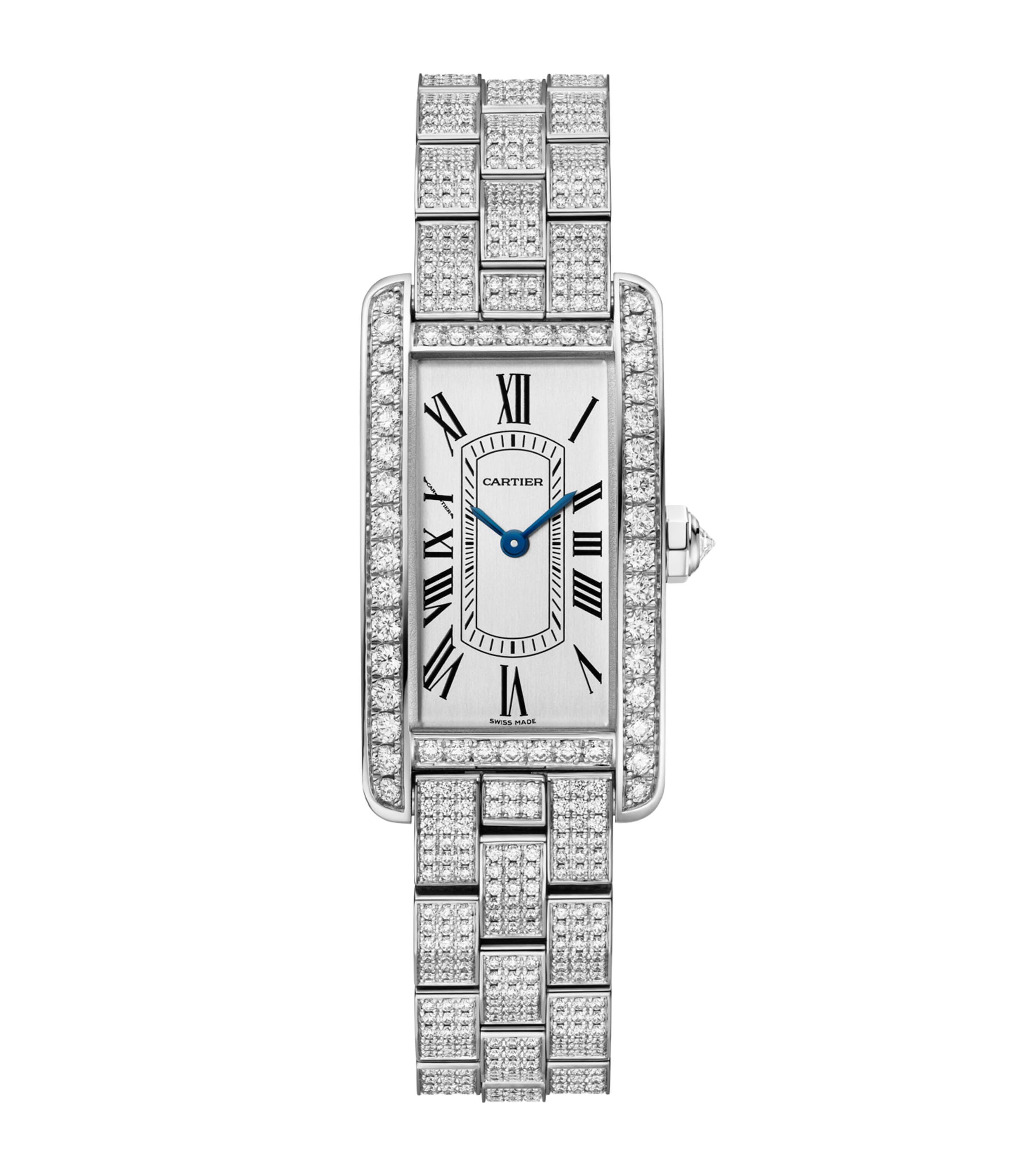 Cartier Small White Gold and Diamond Tank Américaine Watch 19.4mm White Gold