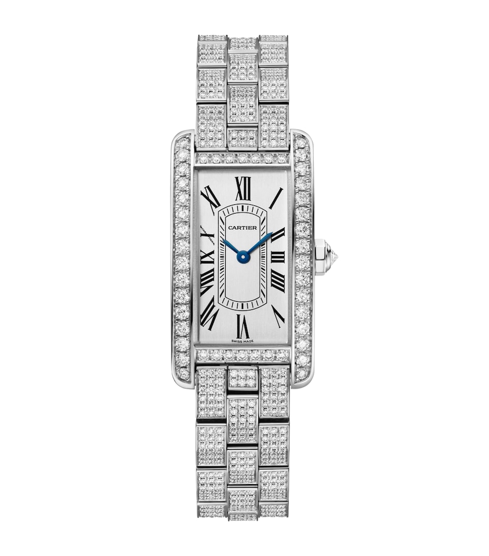 Cartier Small White Gold and Diamond Tank Américaine Watch 19.4mm White Gold
