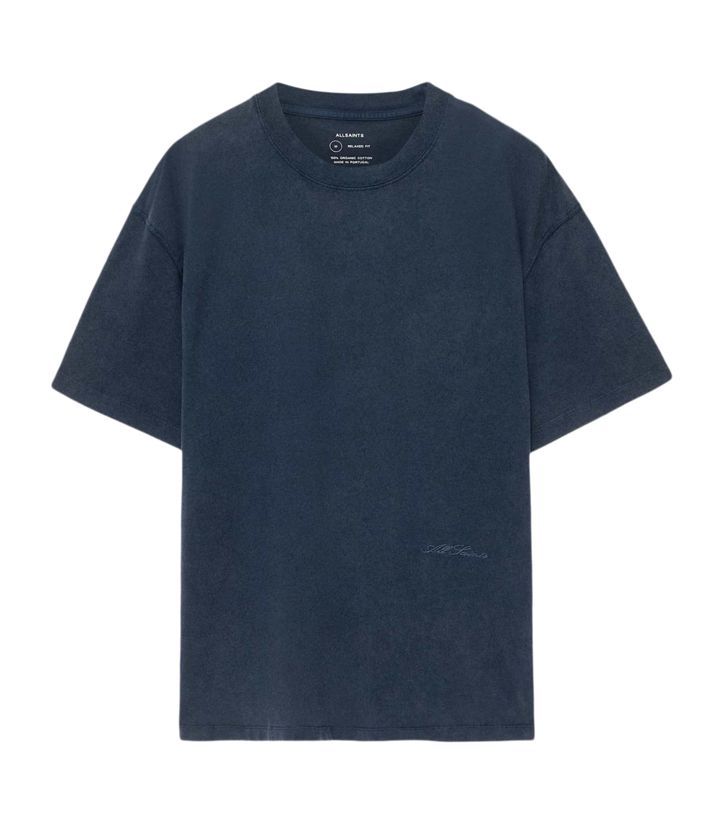 AllSaints Mens Organic Cotton Maddox T-Shirt Navy Blue