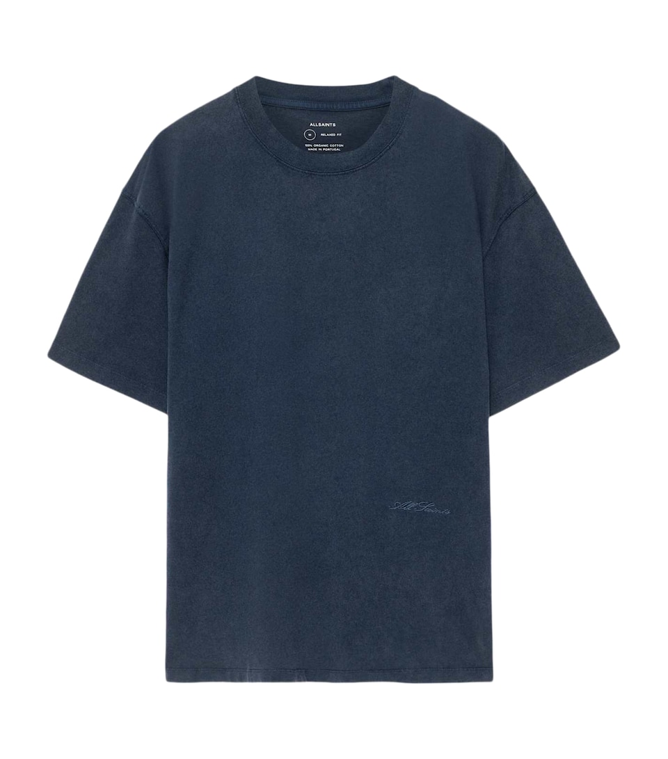 AllSaints Mens Organic Cotton Maddox T-Shirt Navy Blue