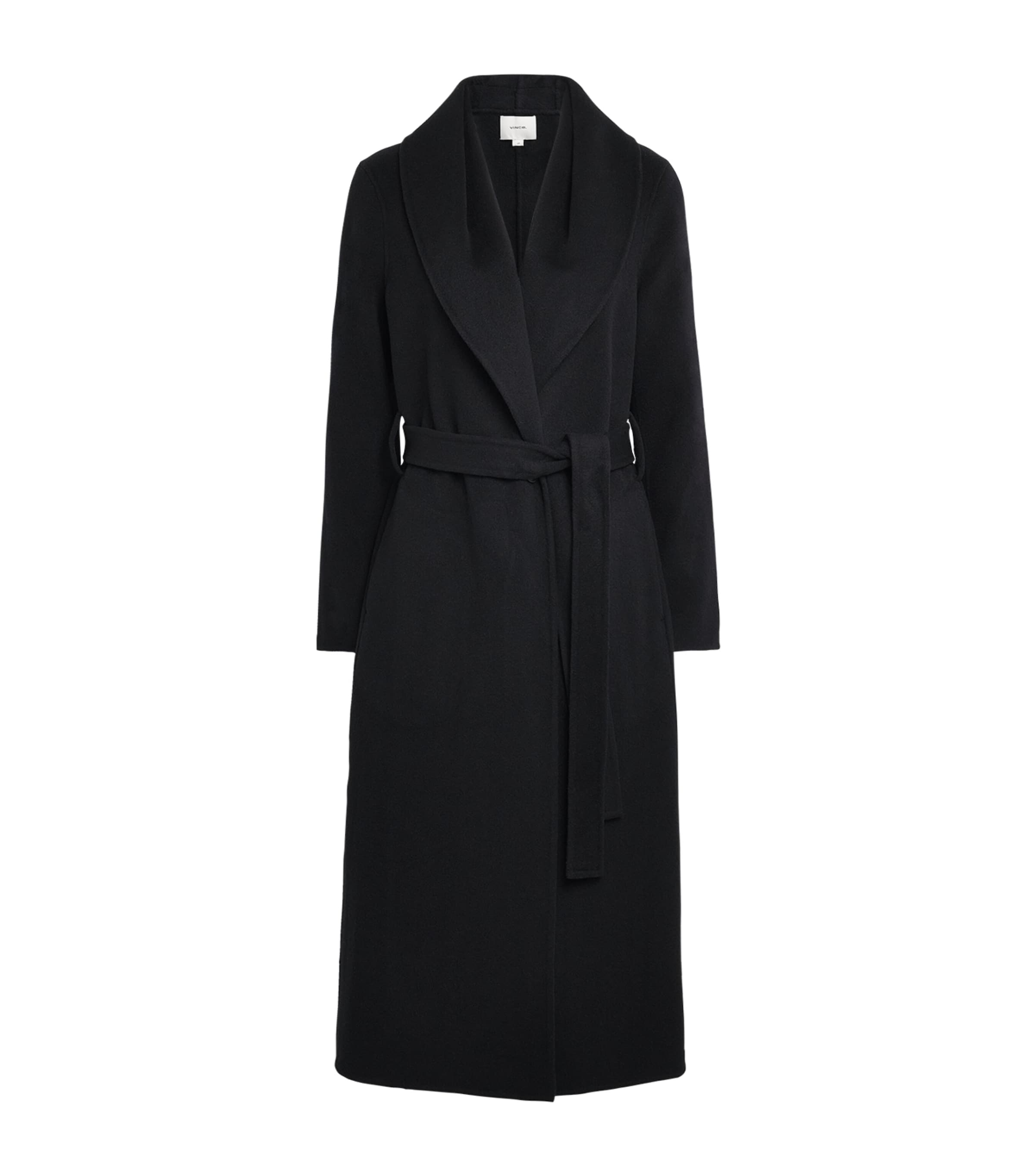 Vince Womens Wool-Cashmere Wrap Coat Black