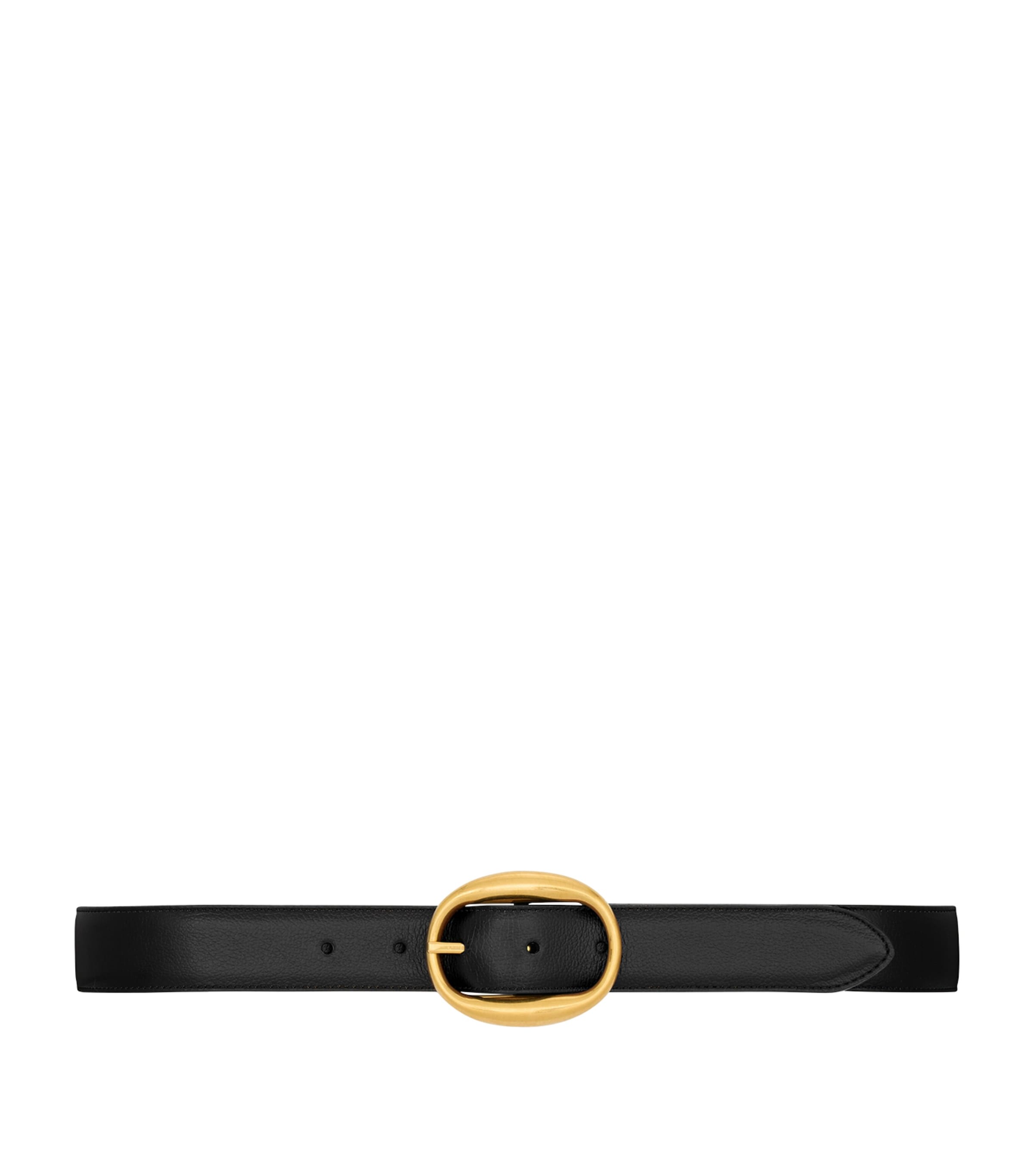 Saint Laurent Leather Reversible Oval-Buckle Belt