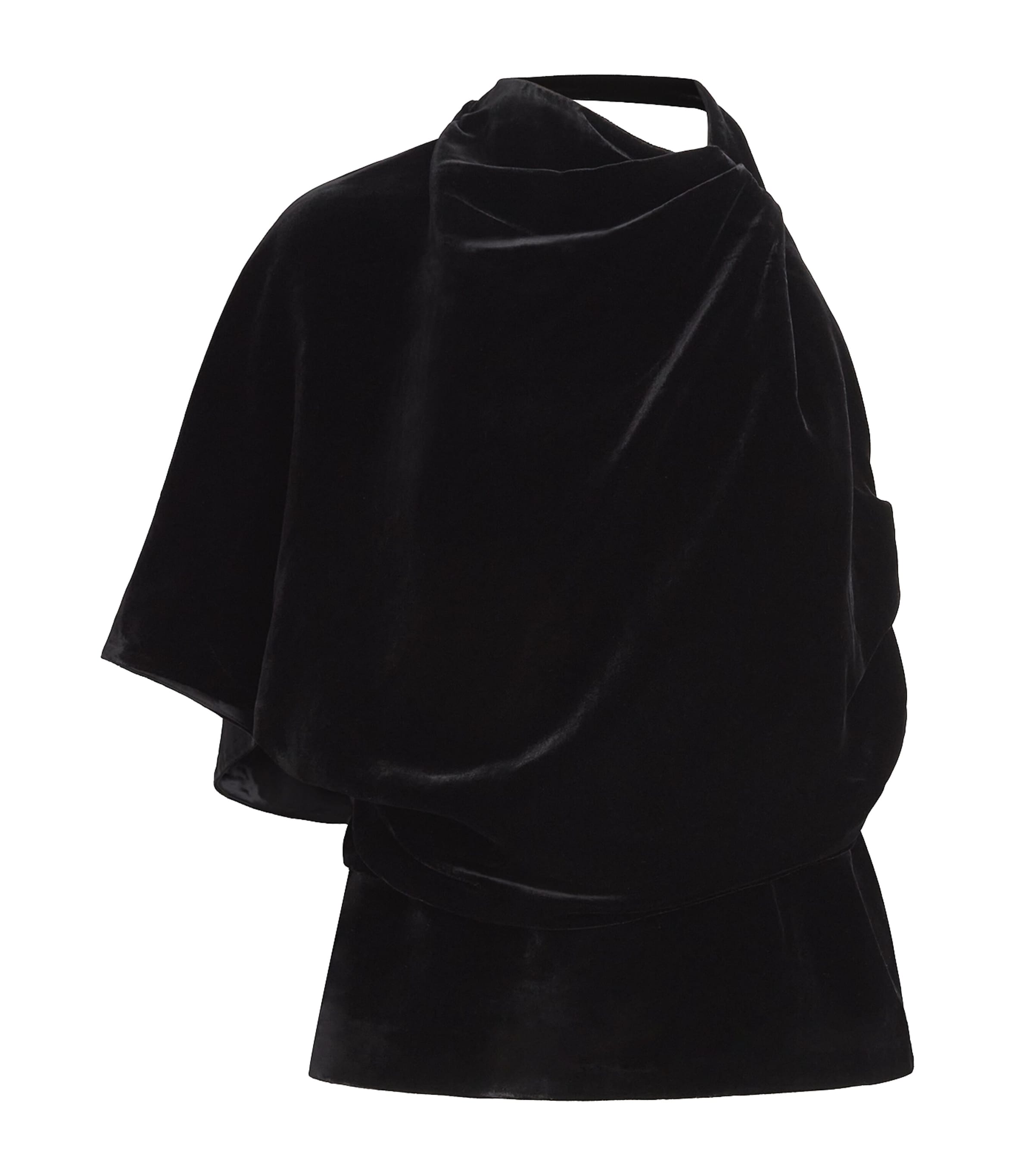 Róhe Womens Velvet Draped Open-Back Top Black