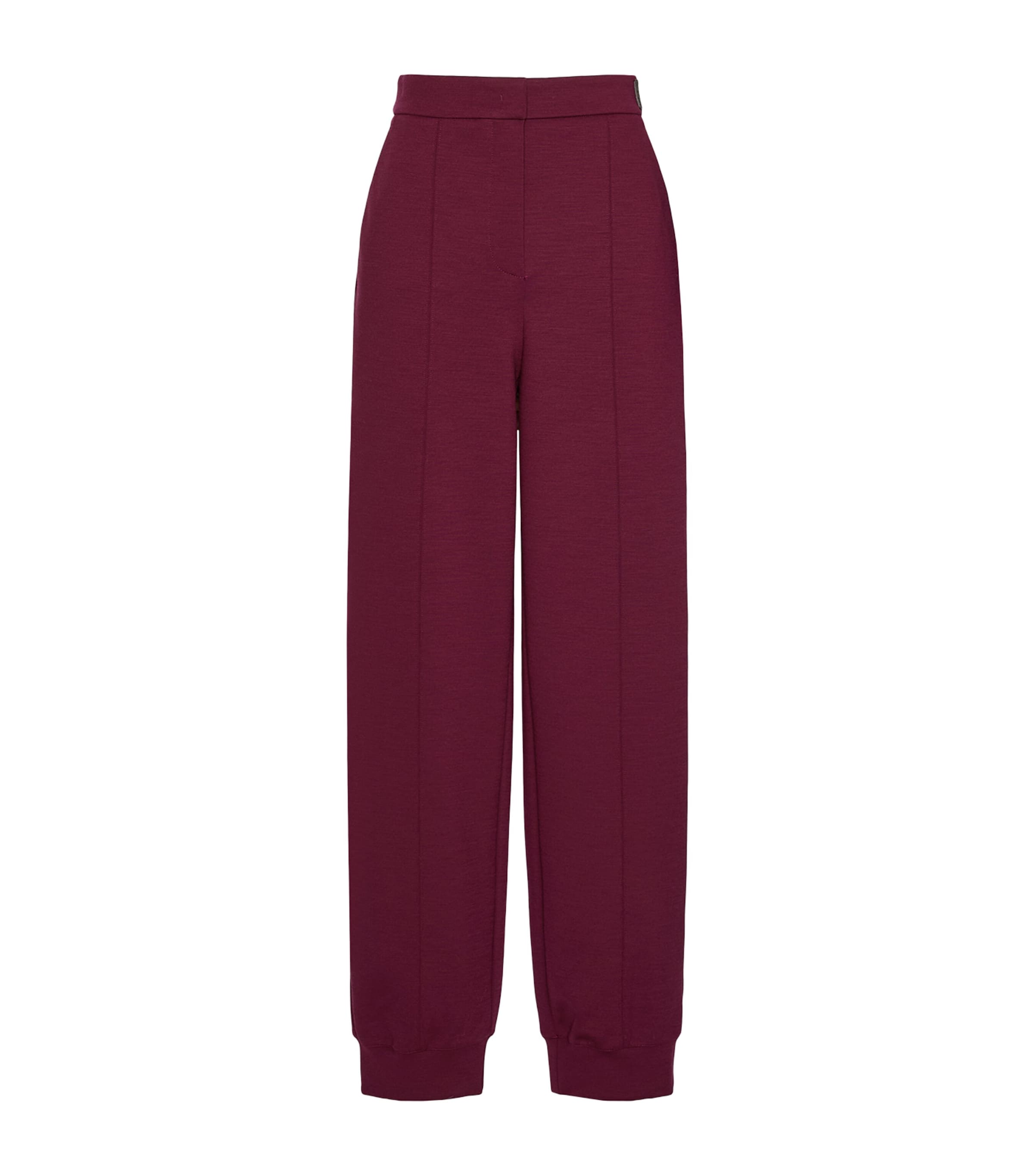 Max Mara Womens Cuffed Pintuck Trousers Wine Coloured