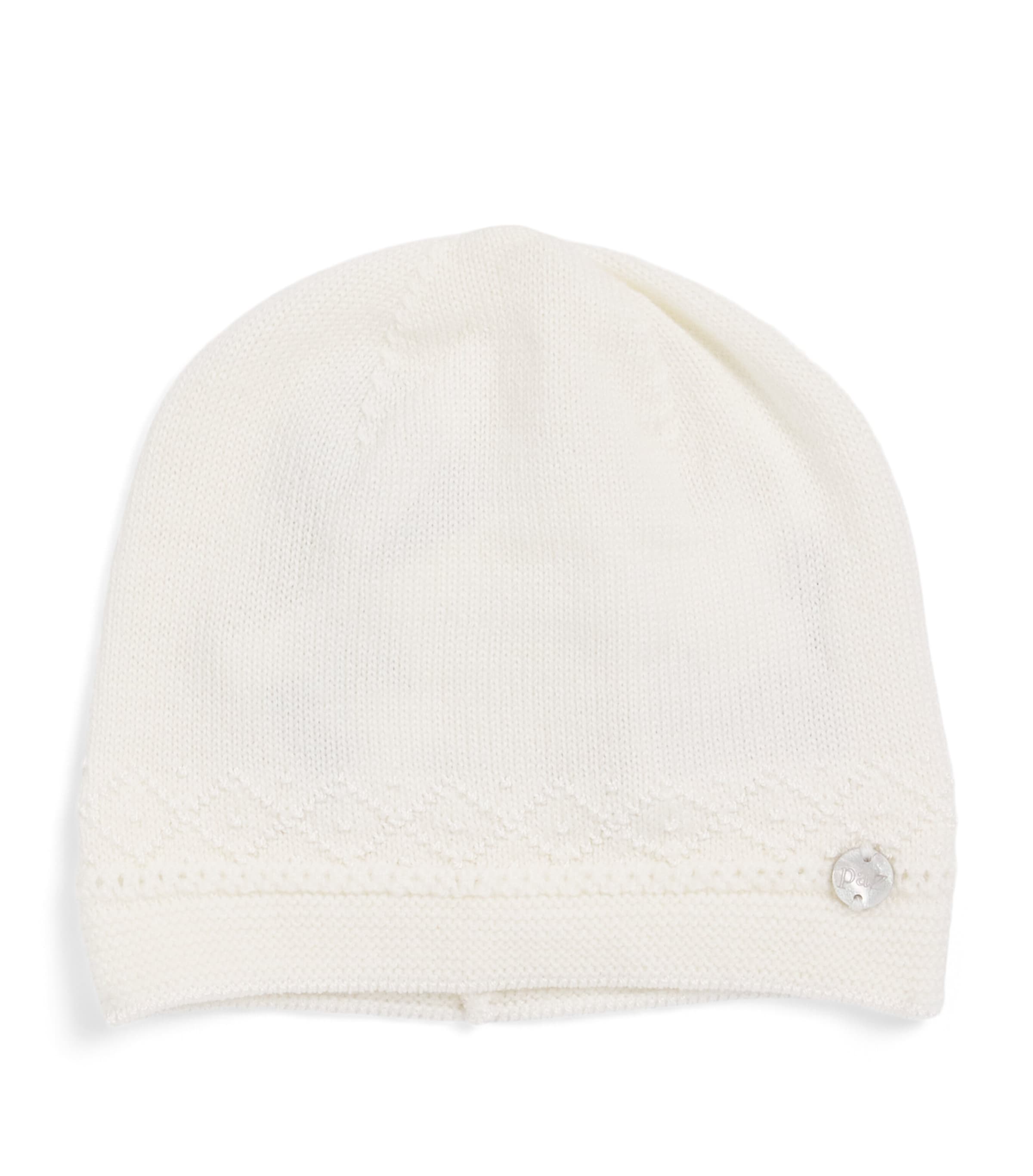 Paz Rodriguez Cotton Knit Beanie (0-12 Months) Cream/cream
