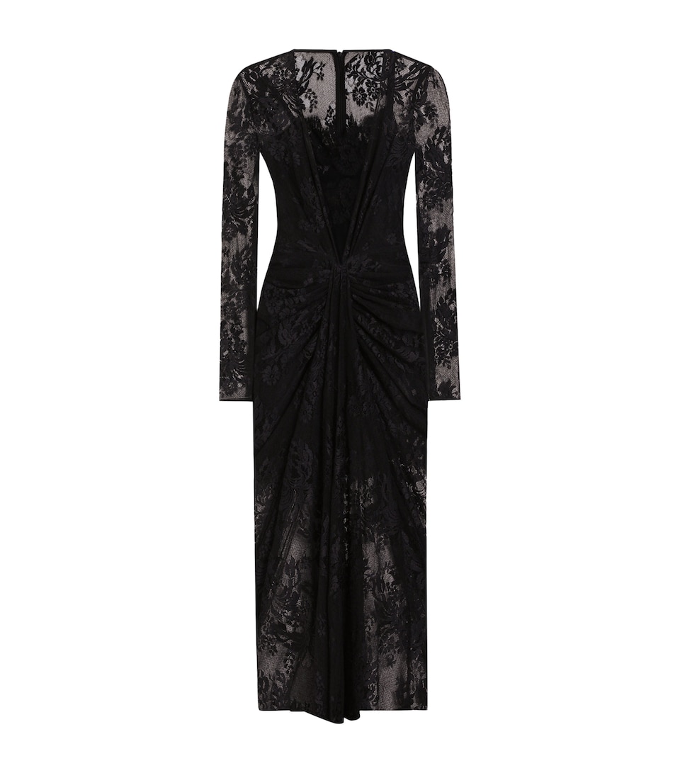 Lace Gathered Midi Dress