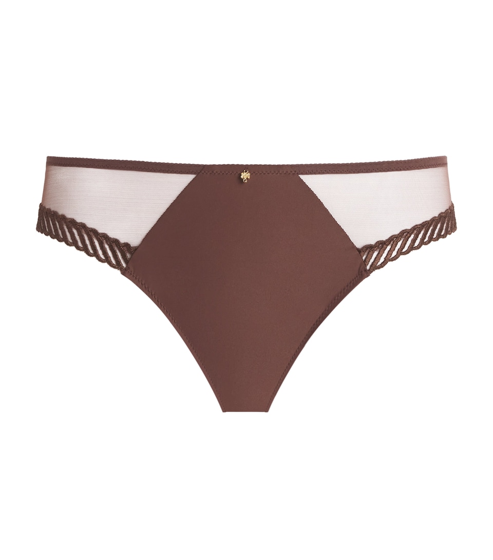Aubade Womens Sheer Emotion Brazilian Briefs Sepia