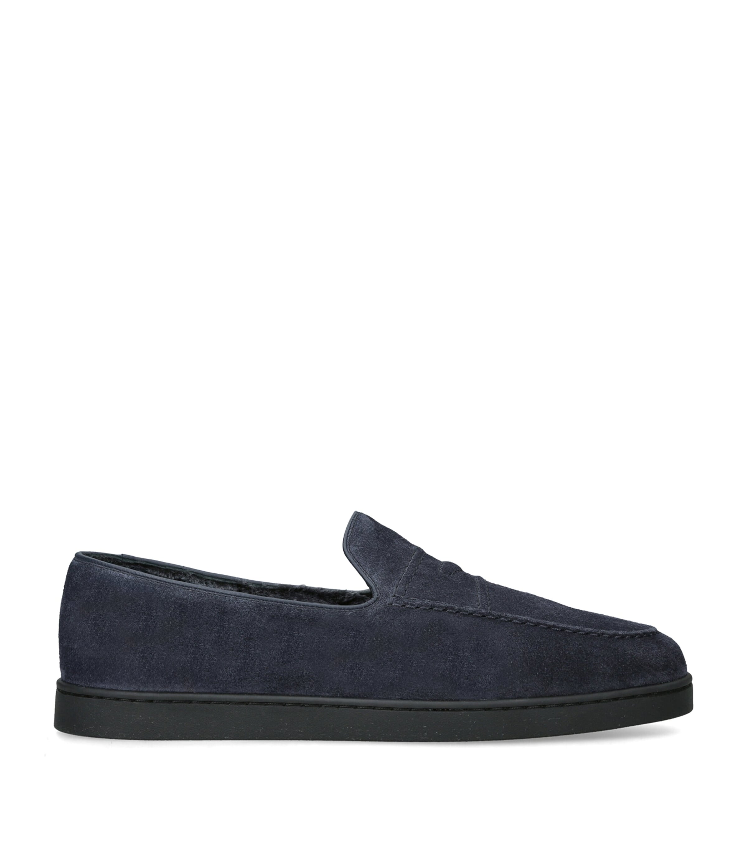 Church's Suede Shearling-Lined Peebles Loafers Navy