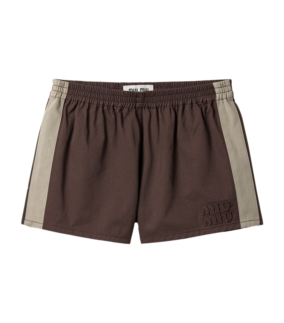 Miu Miu Womens Cotton Twill Shorts Brown