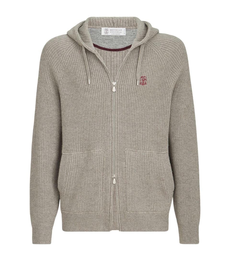 Brunello Cucinelli Mens Cashmere Rib-Knit Zip-Up Cardigan