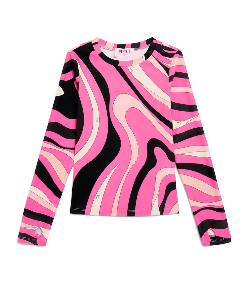PUCCI Junior Printed Long-Sleeve T-Shirt (4-14 Years) Rosa/marrone