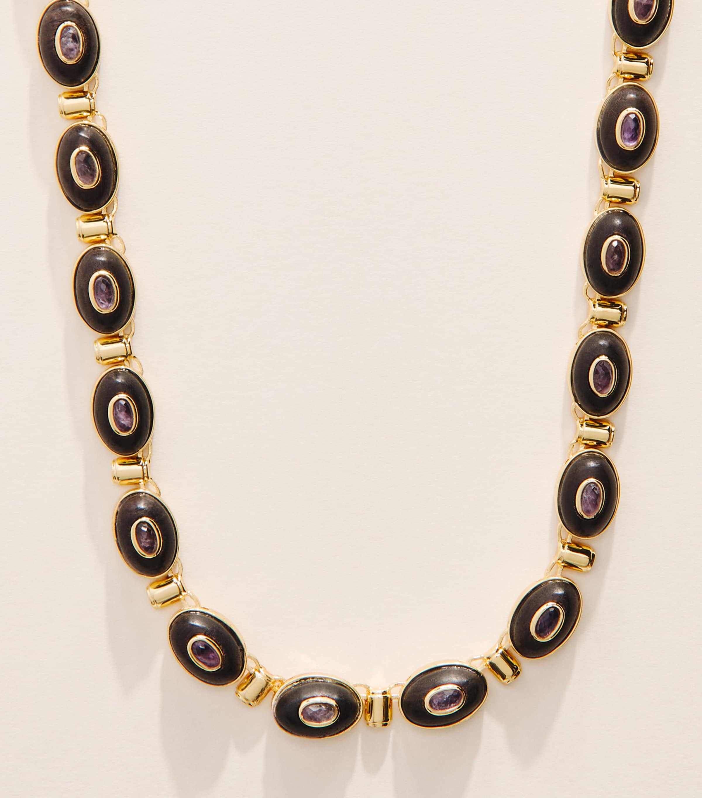 Eddie Borgo Beaded Callie Link Necklace Gld/eb/ameth