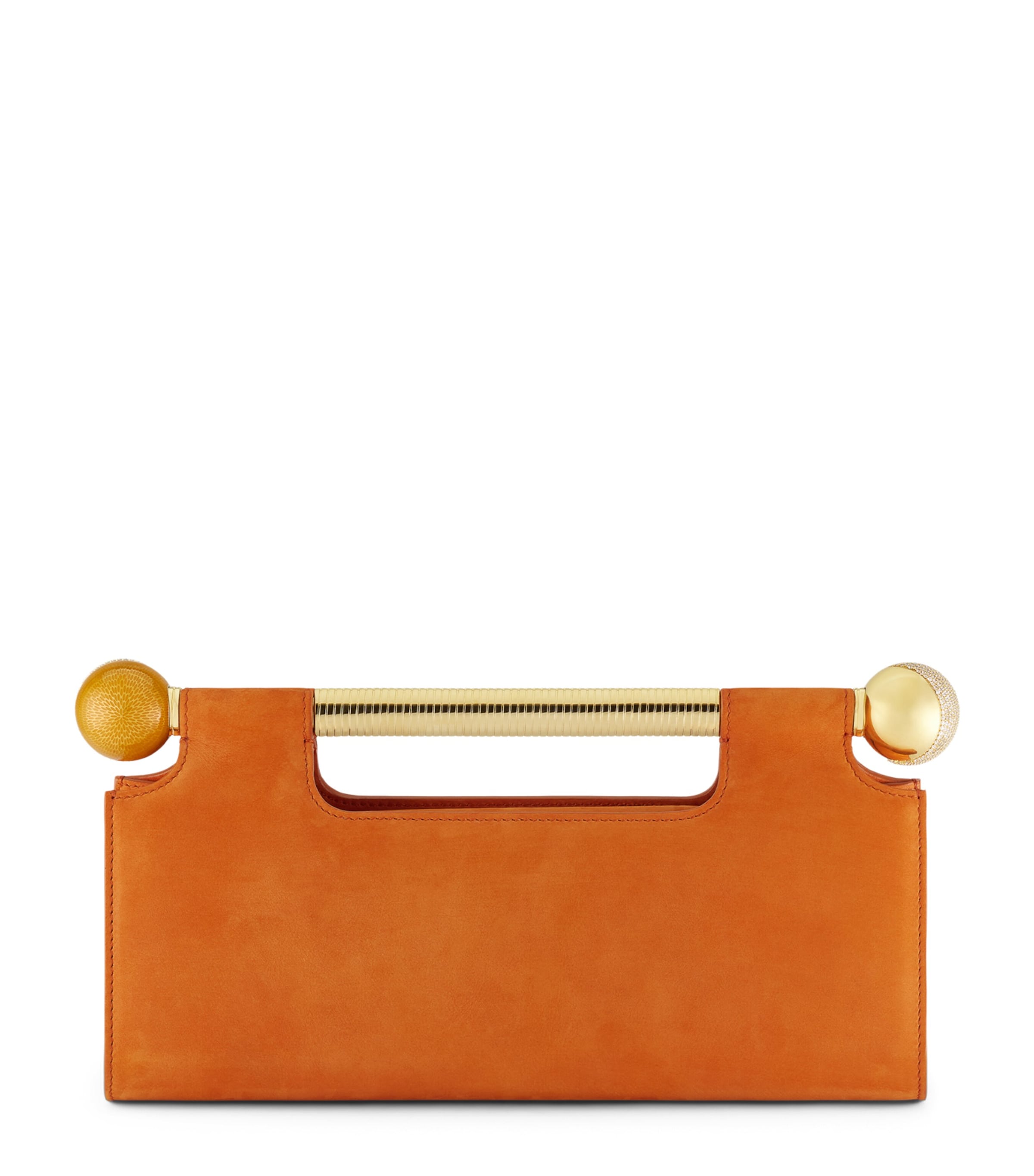 Bvlgari Nubuck Leather Tubogas Spheres Clutch Bag Orange