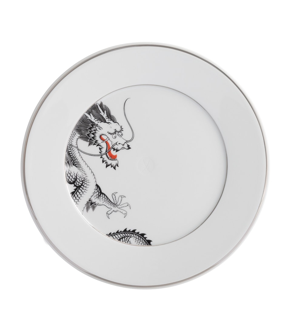 Meissen Porcelain-Platinum Lucky Dragon Dessert Plate (22cm) Platinum