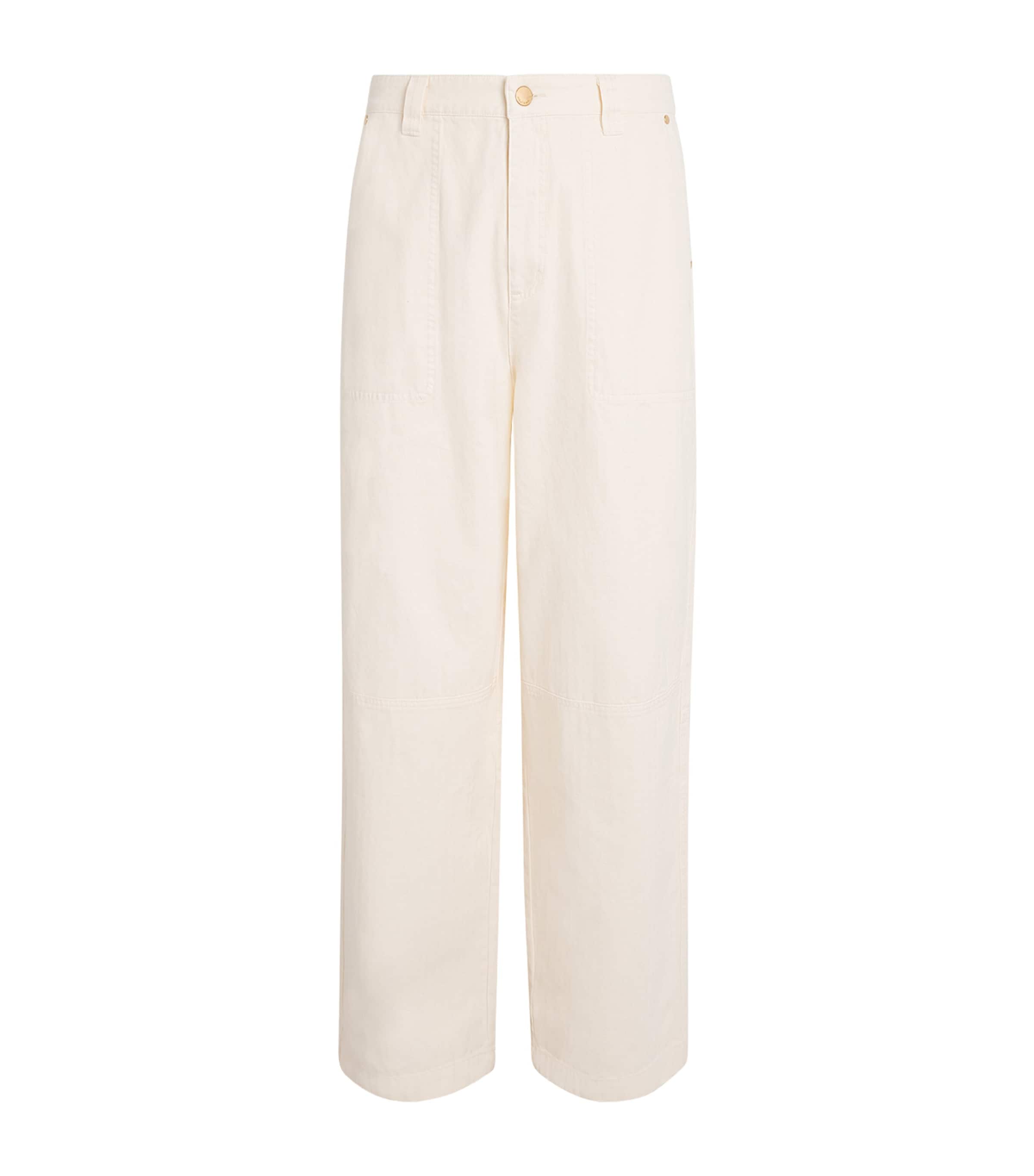 about:blank Mens Cotton Wide-Leg Carpenter Trousers Oat