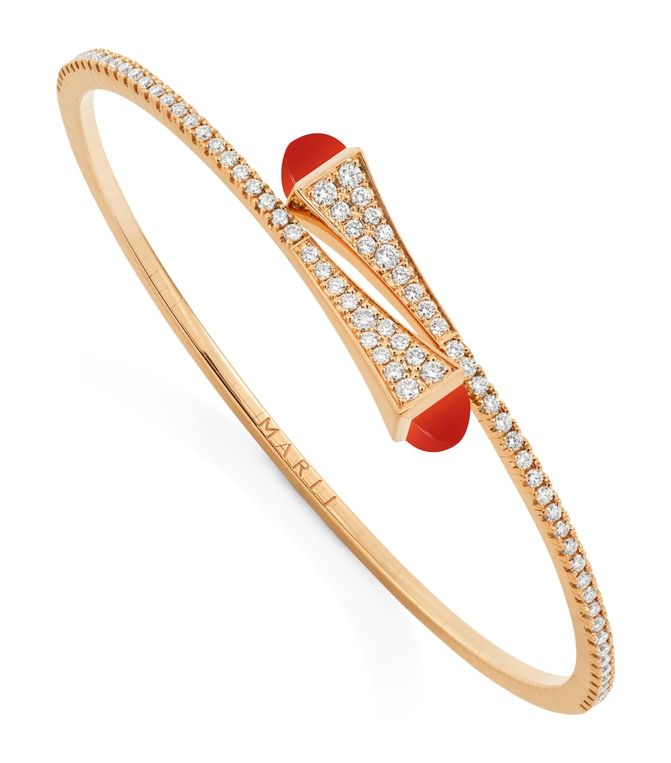 Rose Gold, Diamond and Agate Cleo Slim Bracelet