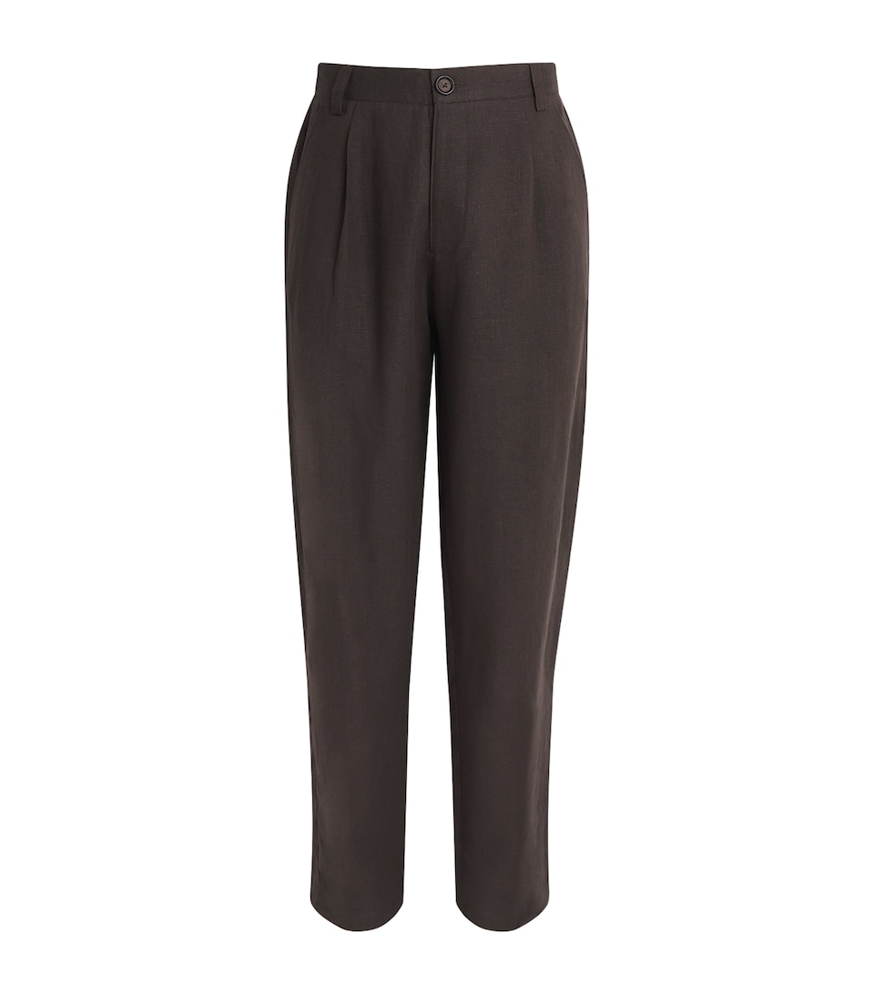 Oliver Spencer Mens Linen-Cotton Morton Pleated Trousers Brown