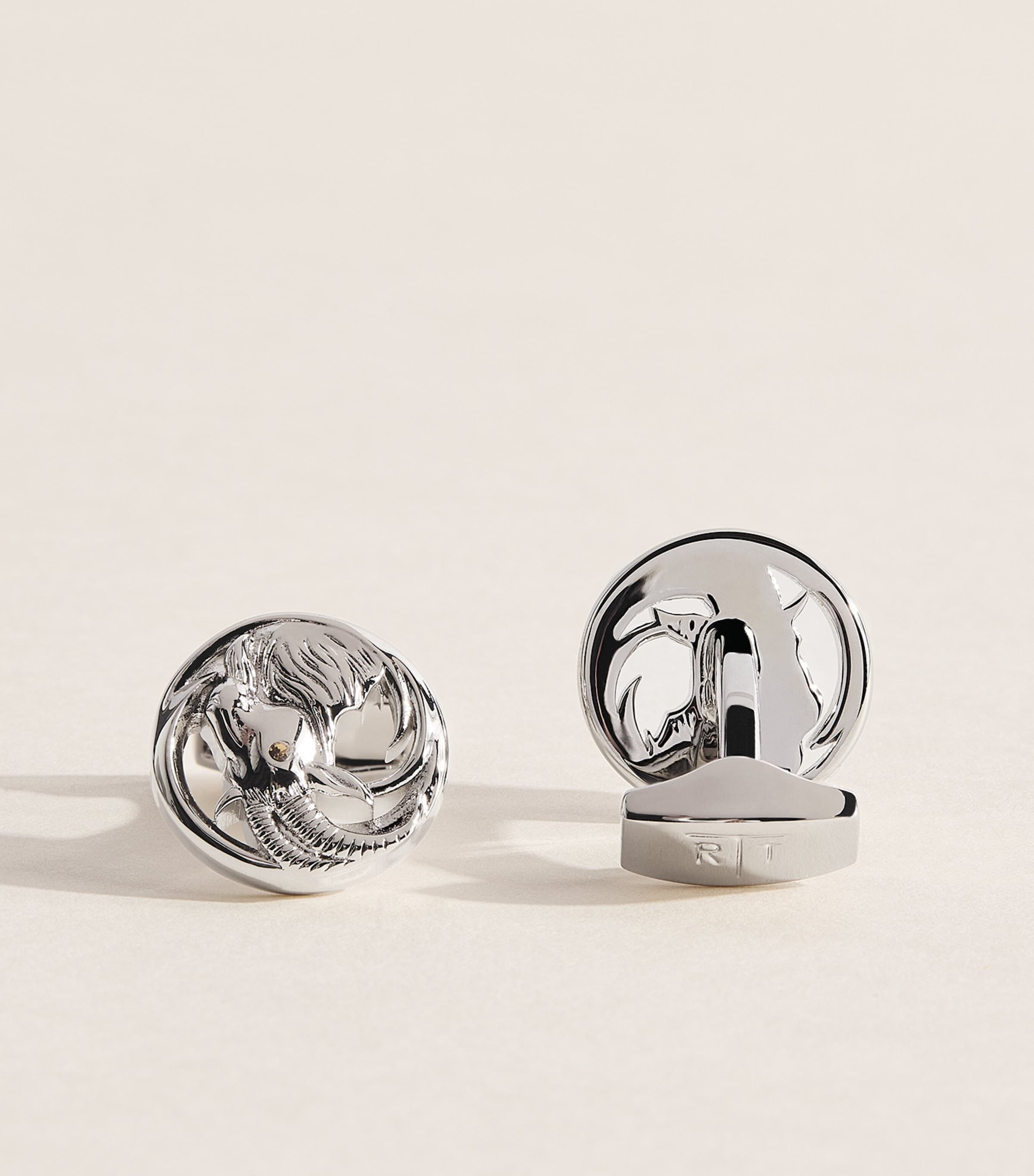 Tateossian Swarovski Crystal-Detail Auspicious Goat Cufflinks Orange