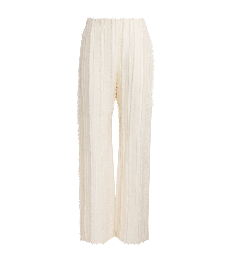 Cult Gaia Womens Cotton-Blend Fringed Ary Trousers Off White