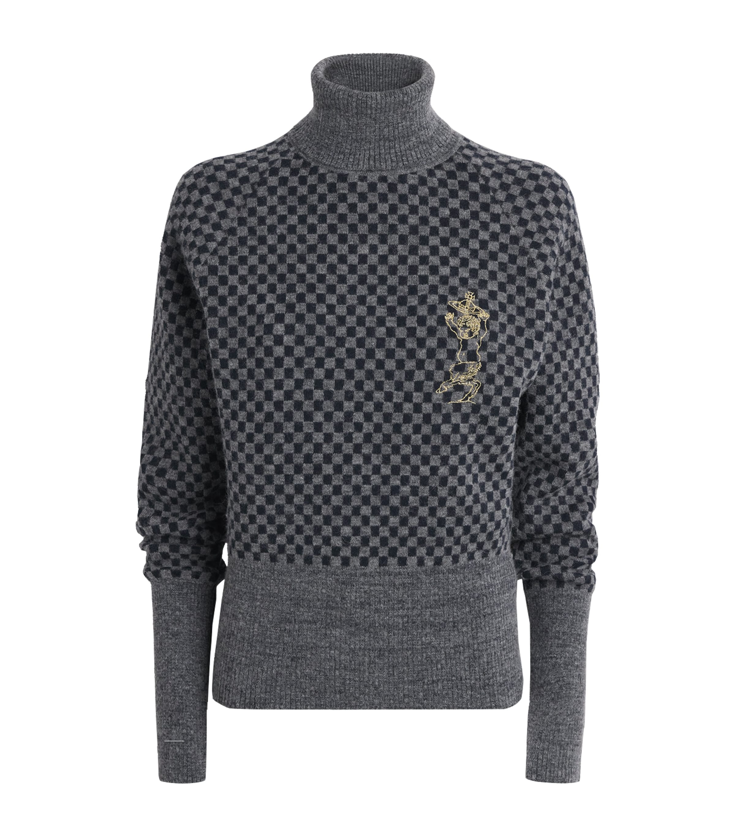Vivienne Westwood Womens Checkmate Rollneck Sweater Melange/nvy