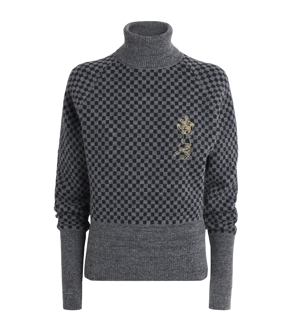 Vivienne Westwood Womens Checkmate Rollneck Sweater Melange/nvy