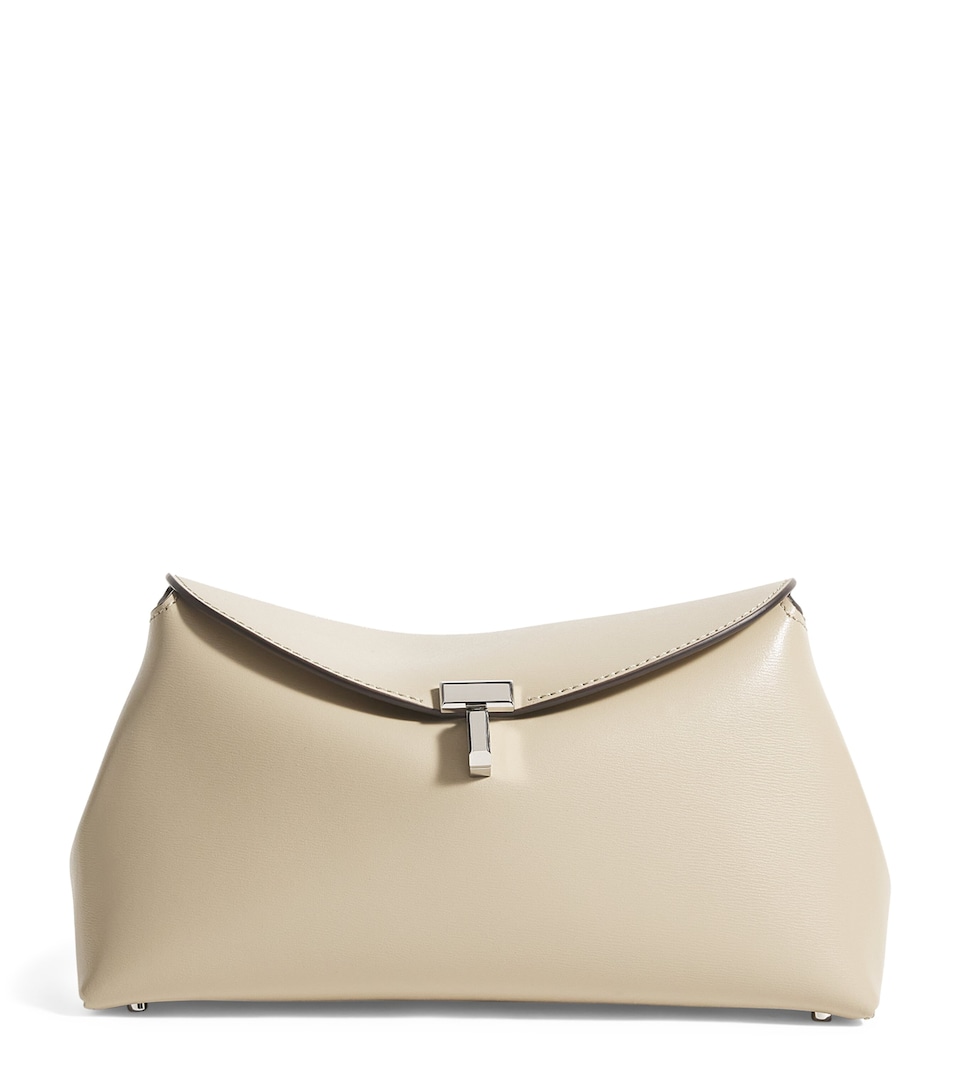 Leather T-Lock Clutch Bag