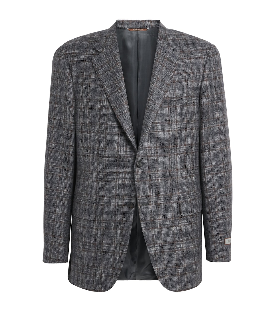 Canali Mens Wool Check Blazer Multi