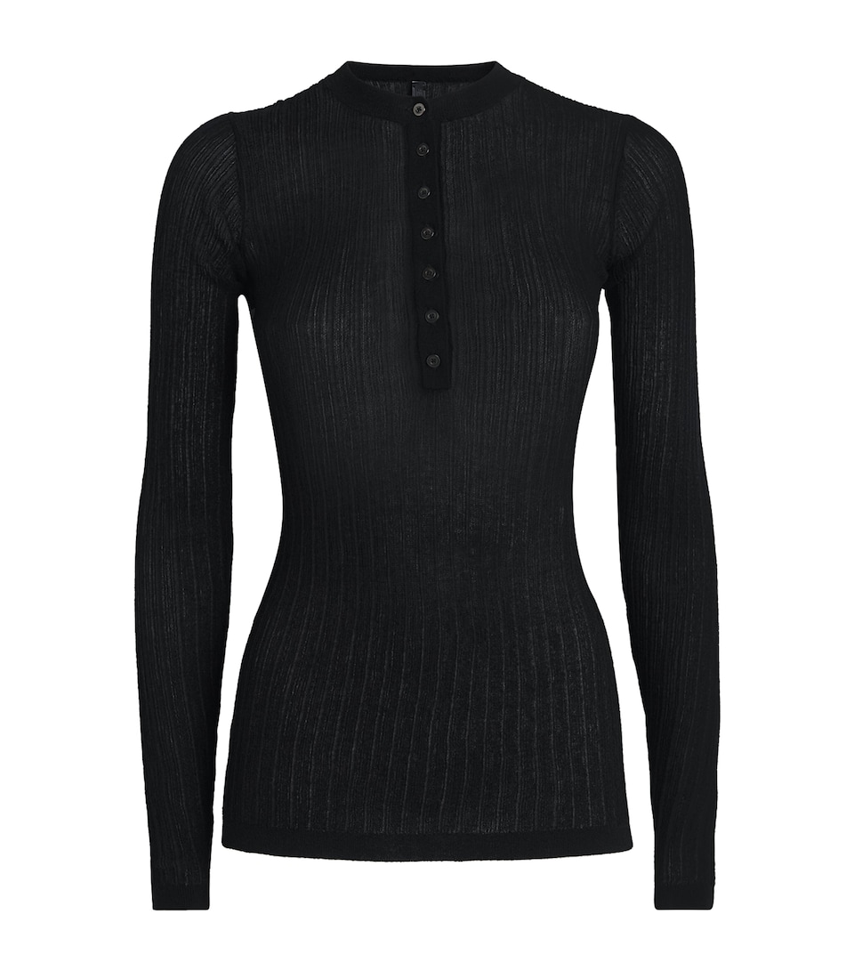 Sheer Knit Henley Top