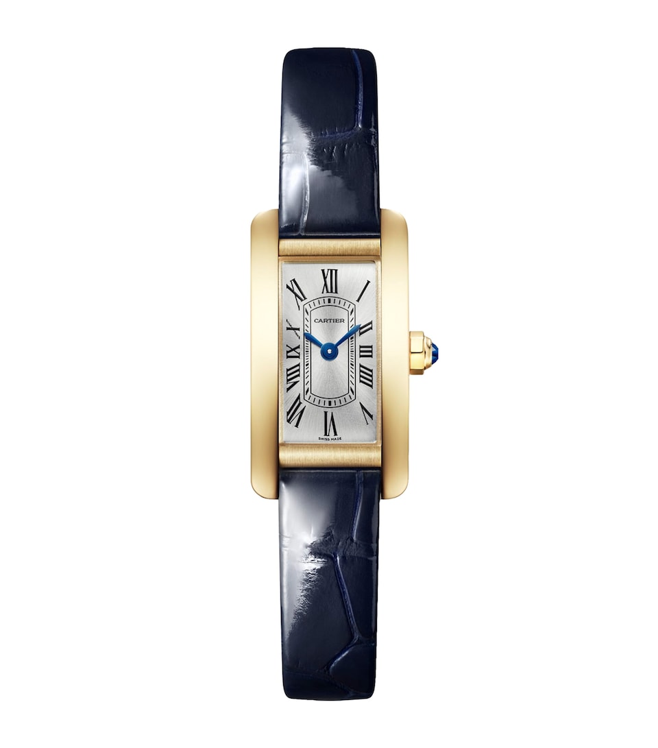 Mini Yellow Gold and Sapphire Tank Américaine Watch 15.2mm