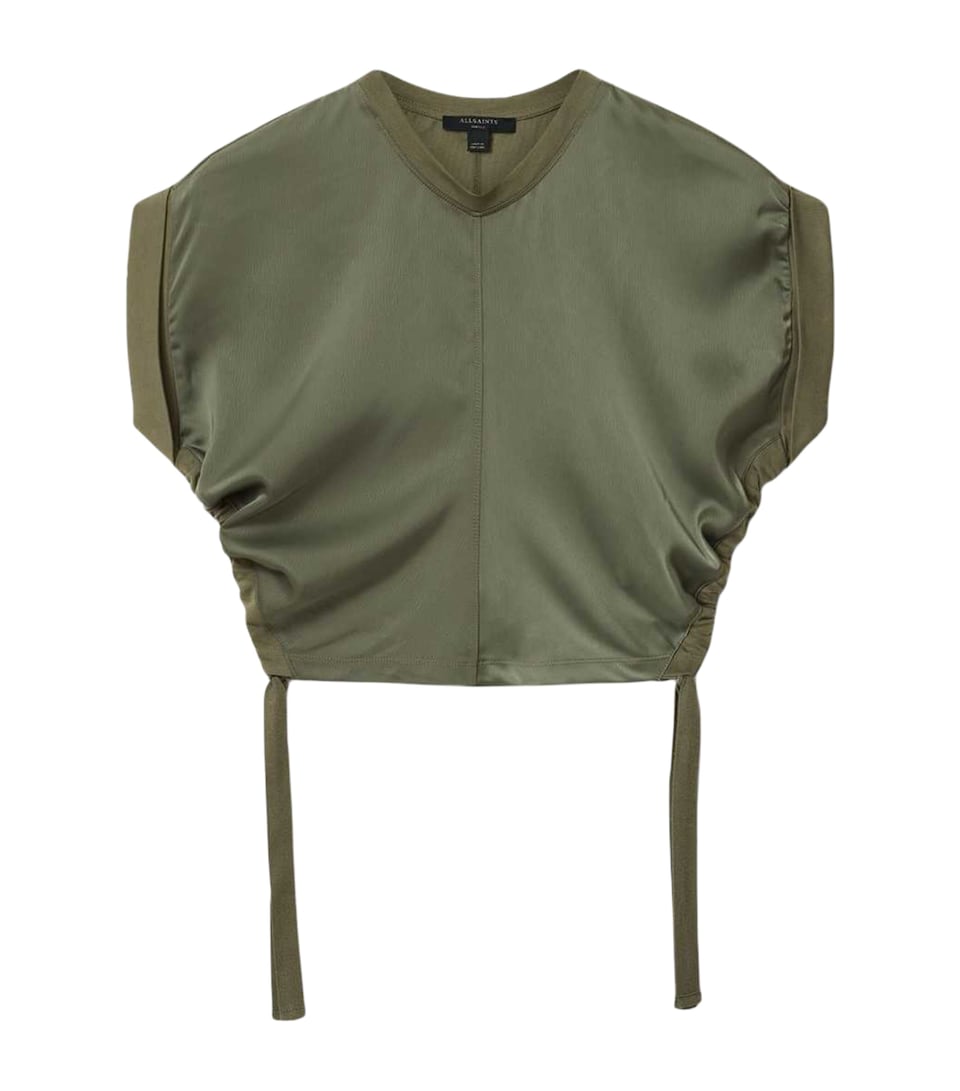 AllSaints Womens Satin Mira T-Shirt Wild Green