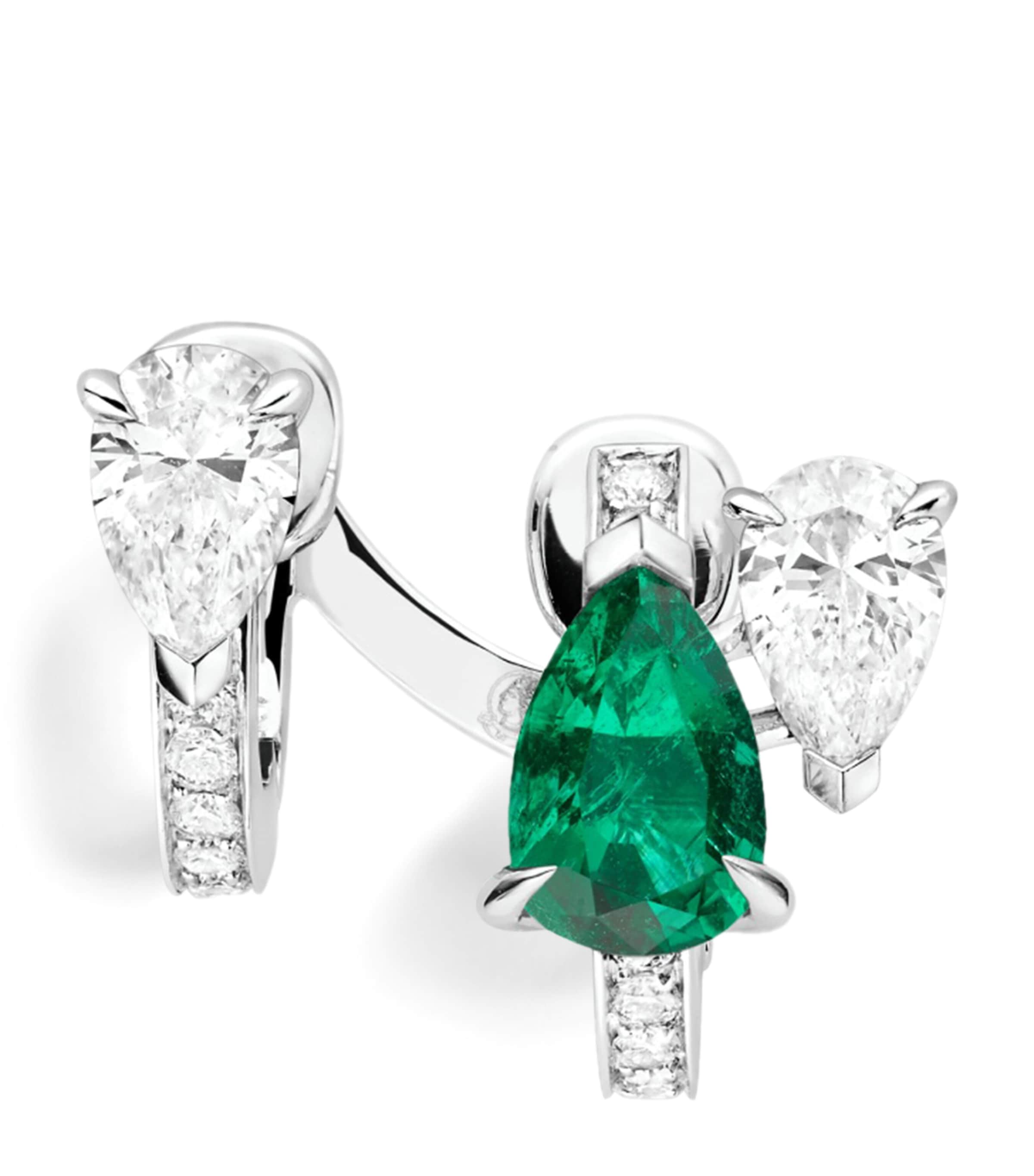 Repossi White Gold, Diamond and Emerald Serti Sur Vide Single Earring White Gold