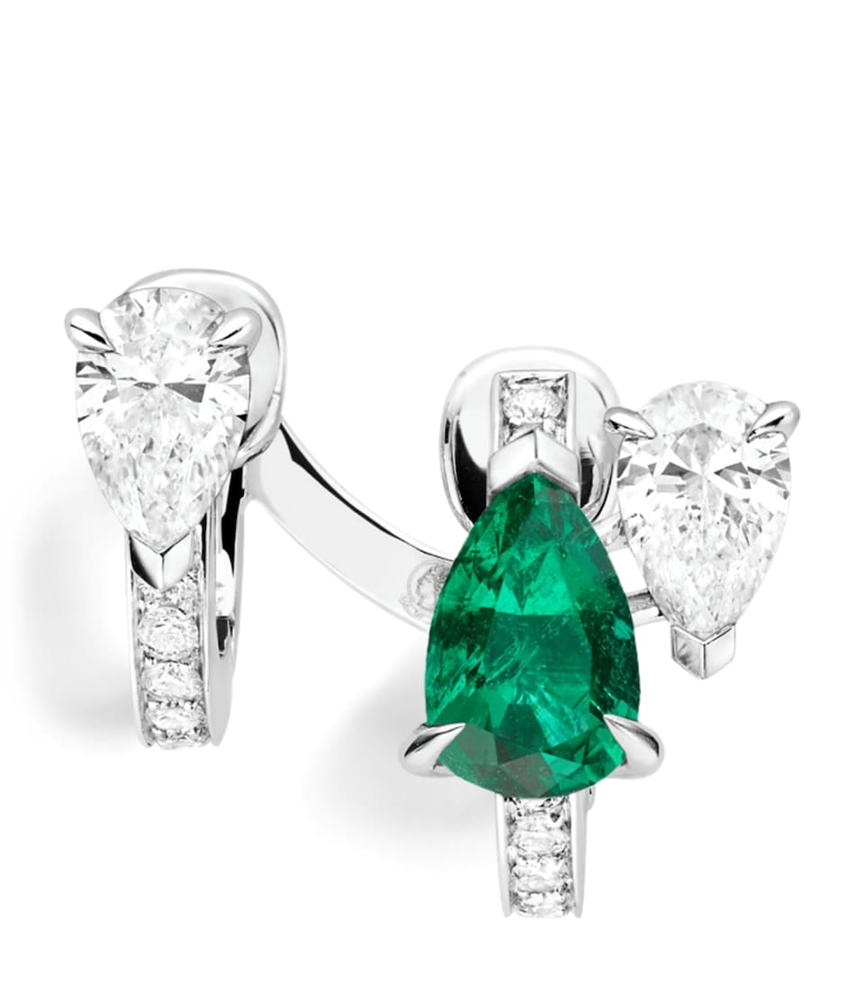 Repossi White Gold, Diamond and Emerald Serti Sur Vide Single Earring White Gold