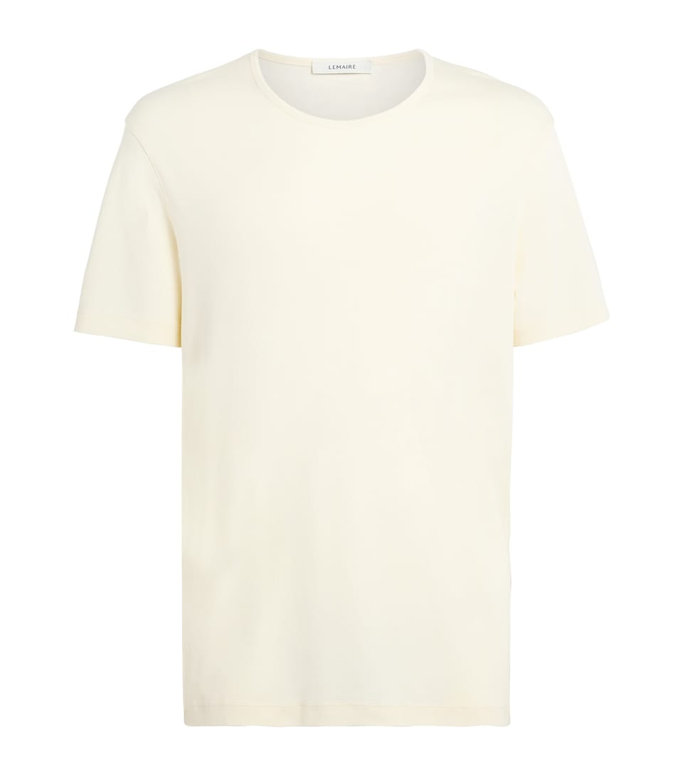 Lemaire Mens Cotton Scoop-Neck T-shirt Light Cream