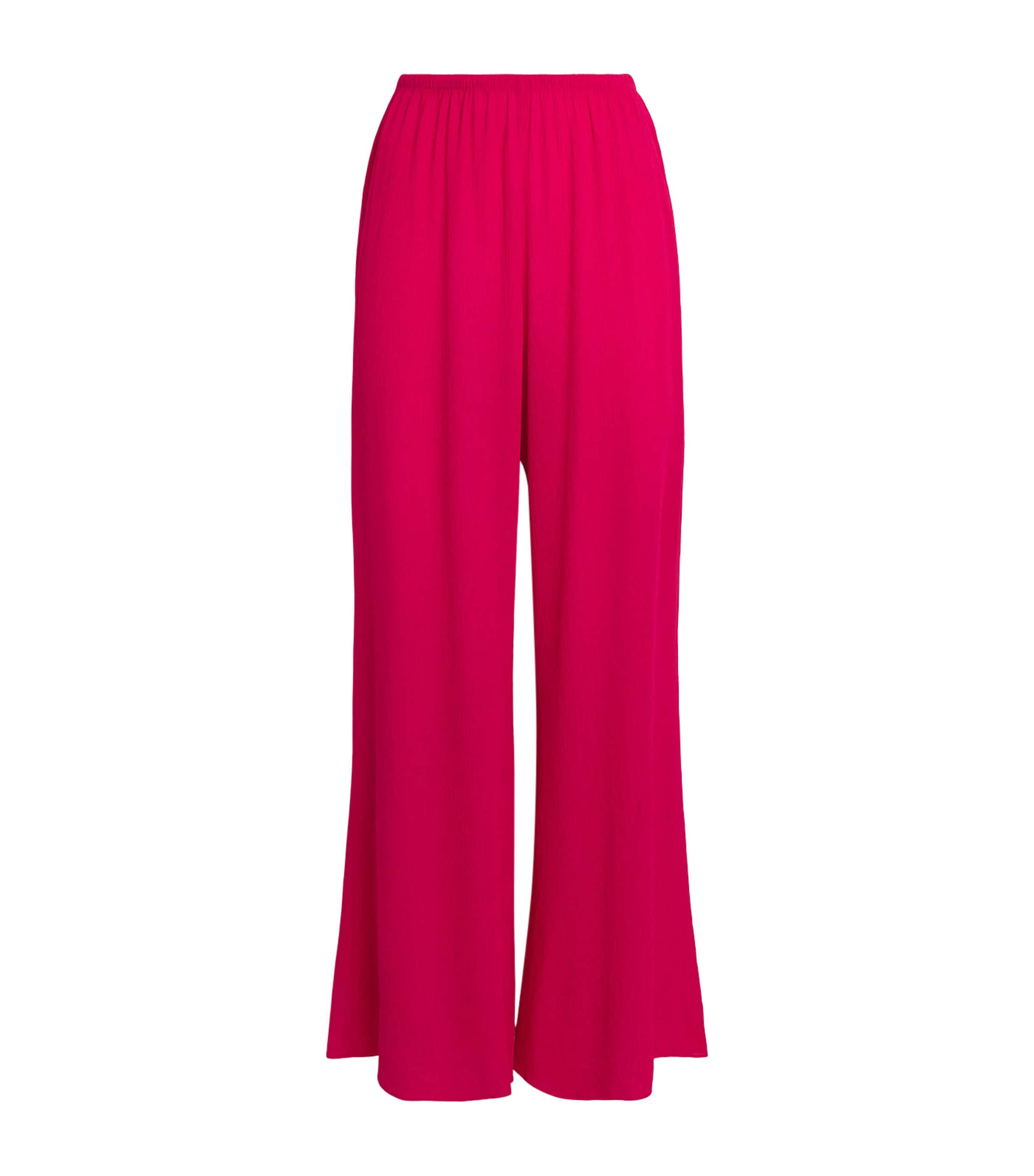 AWAY THAT DAY Womens St Barts Wide-Leg Trousers Rspbrry Crnkl Linen