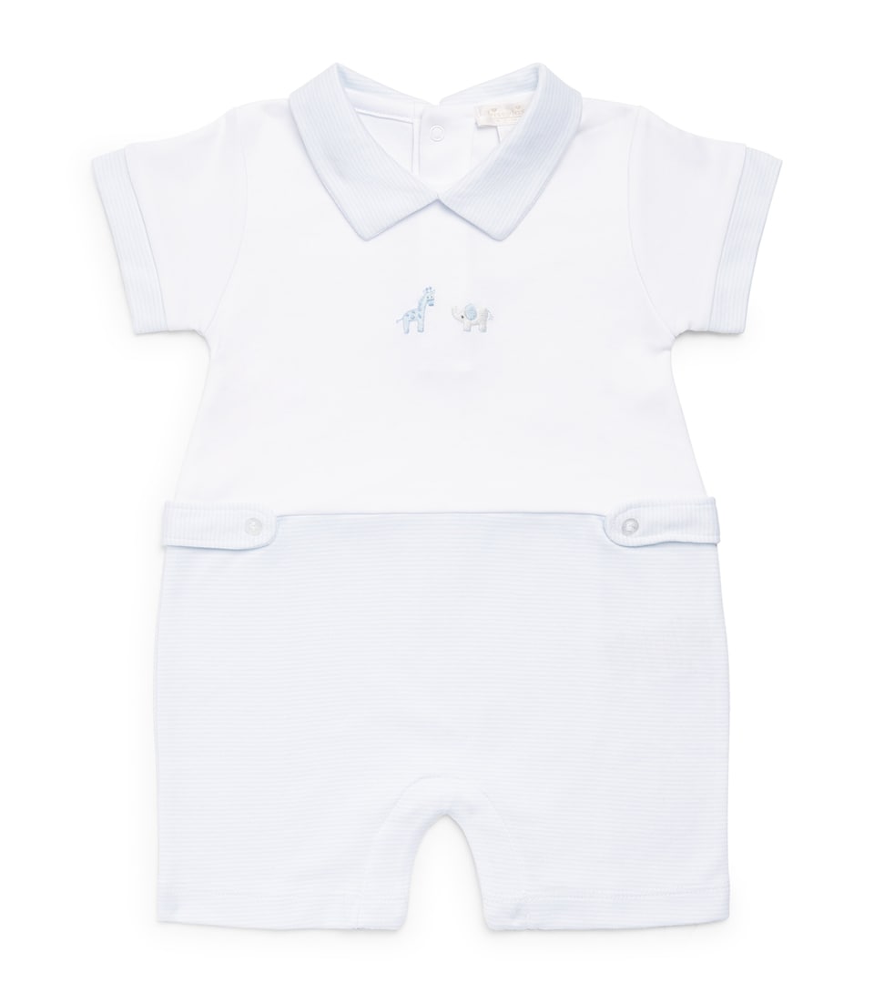 Kissy Kissy Cotton Embroidered Jungle Playsuit (0-9 Months) Light Blue/wh