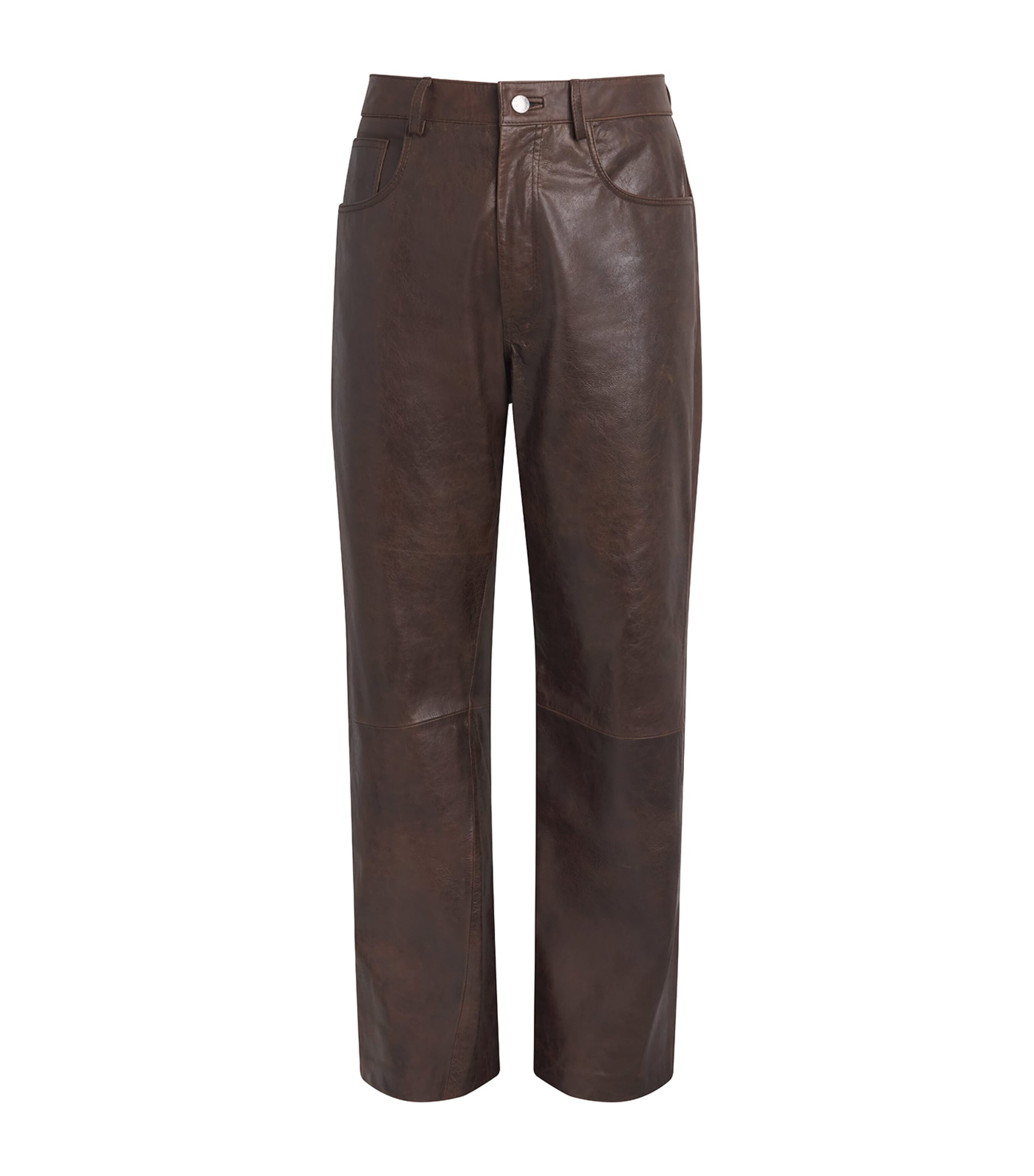 Sunflower Mens Leather Wide Twist Trousers Leather