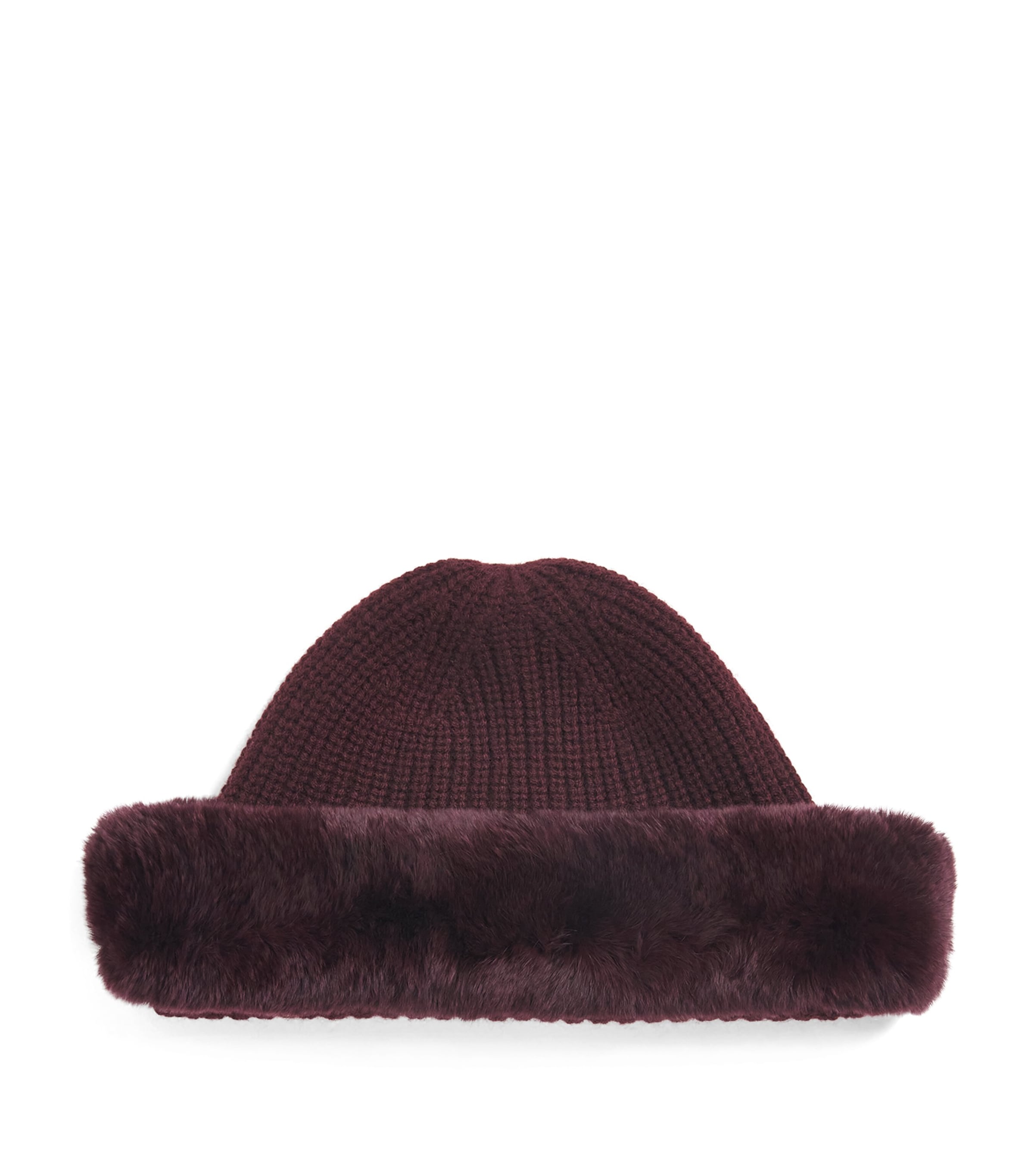 Yves Salomon Wool-Cashmere Rabbit Fur Trim Beanie